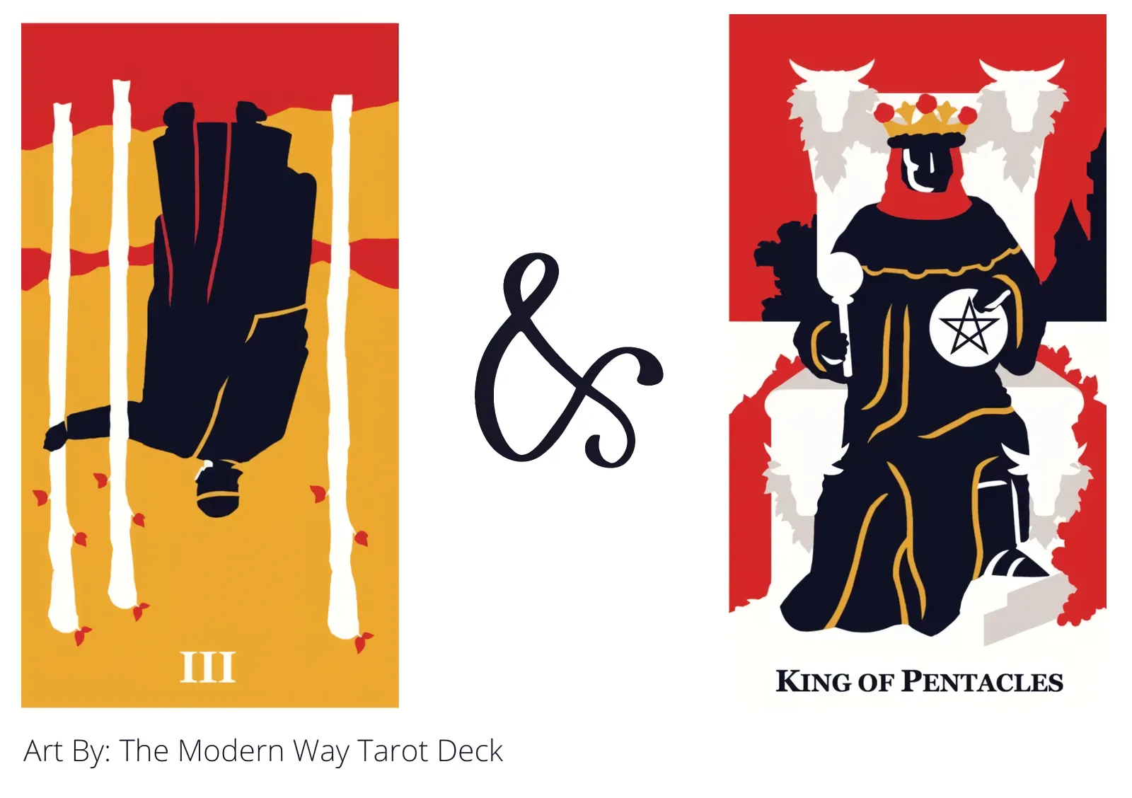three of wands reversed and king of pentacles tarot cards together