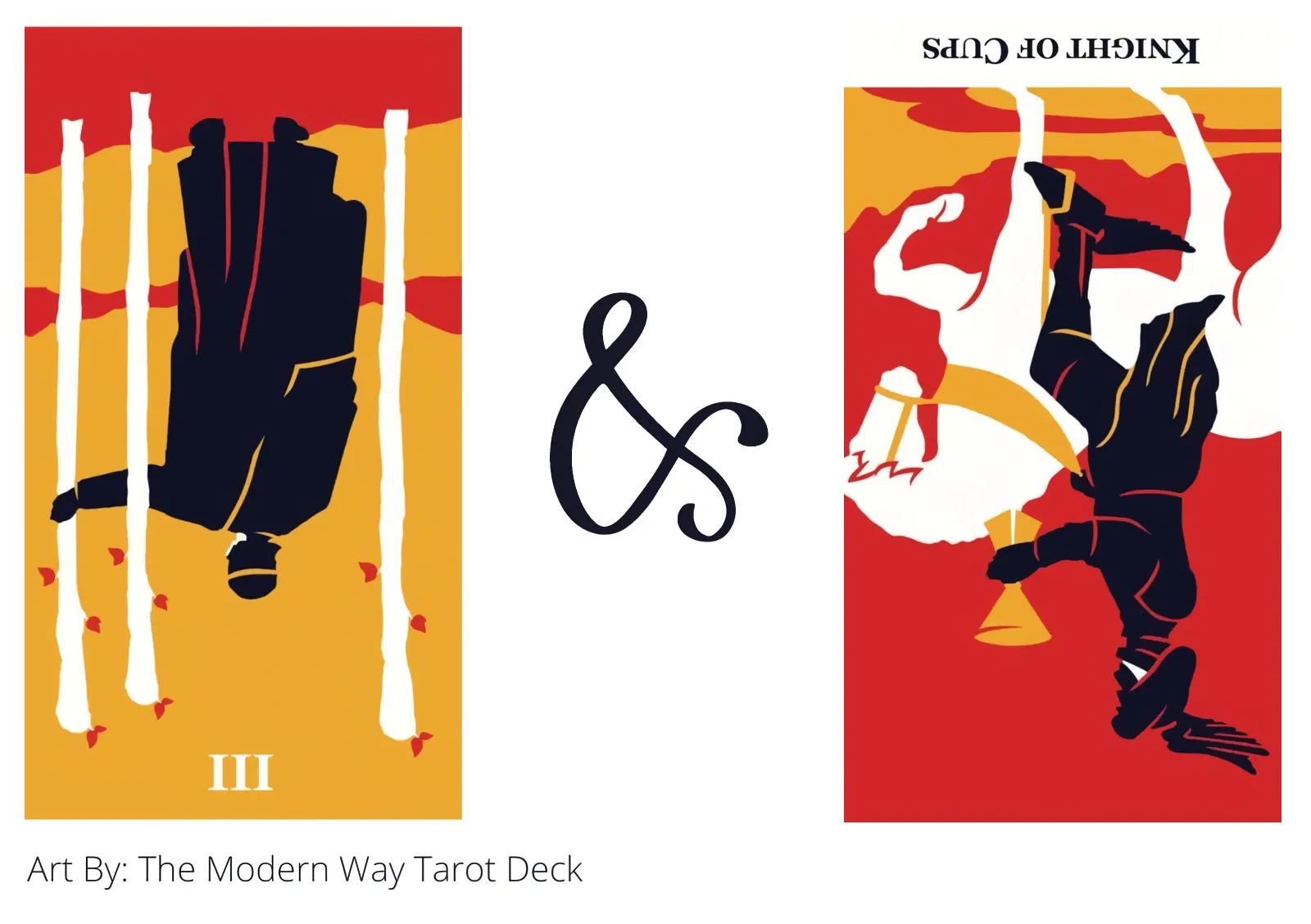 three of wands reversed and knight of cups reversed tarot cards together