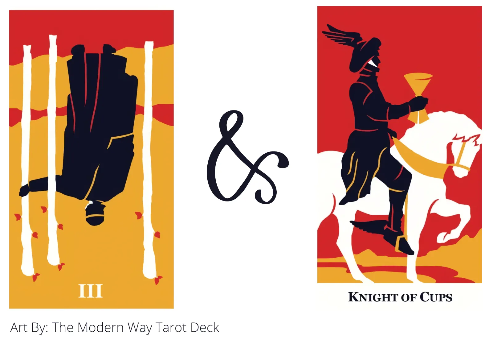 three of wands reversed and knight of cups tarot cards together