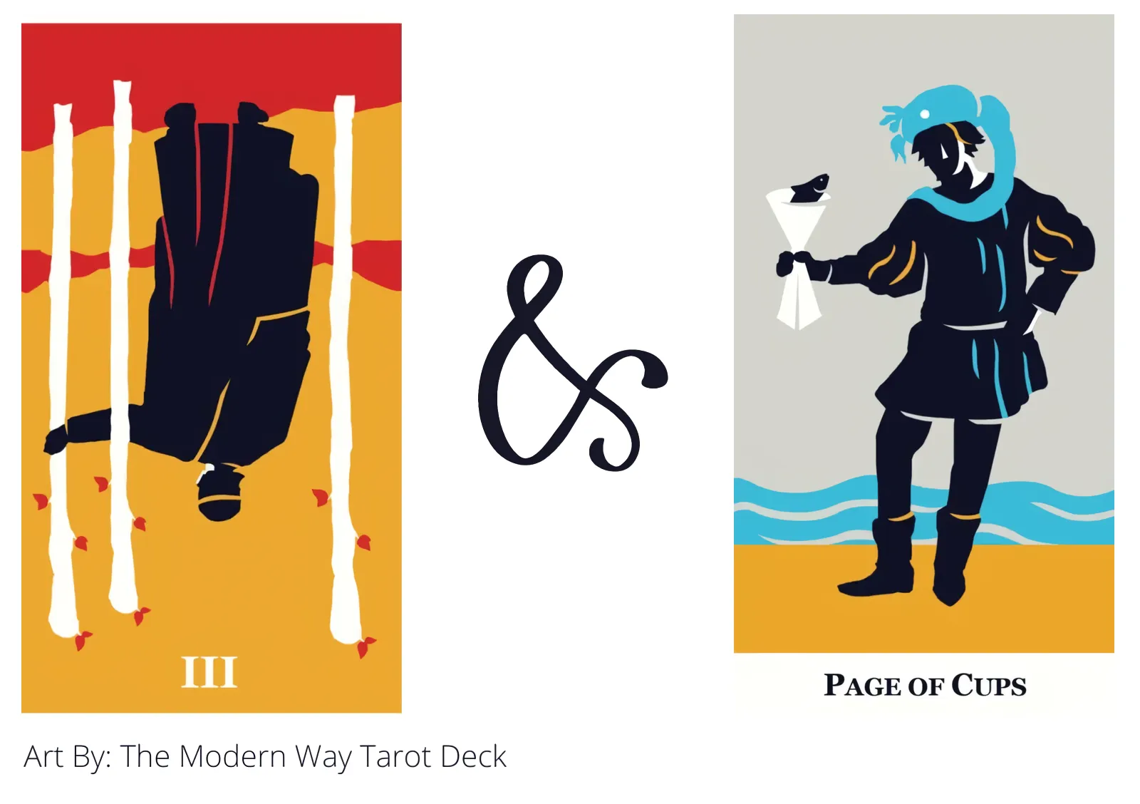three of wands reversed and page of cups tarot cards together