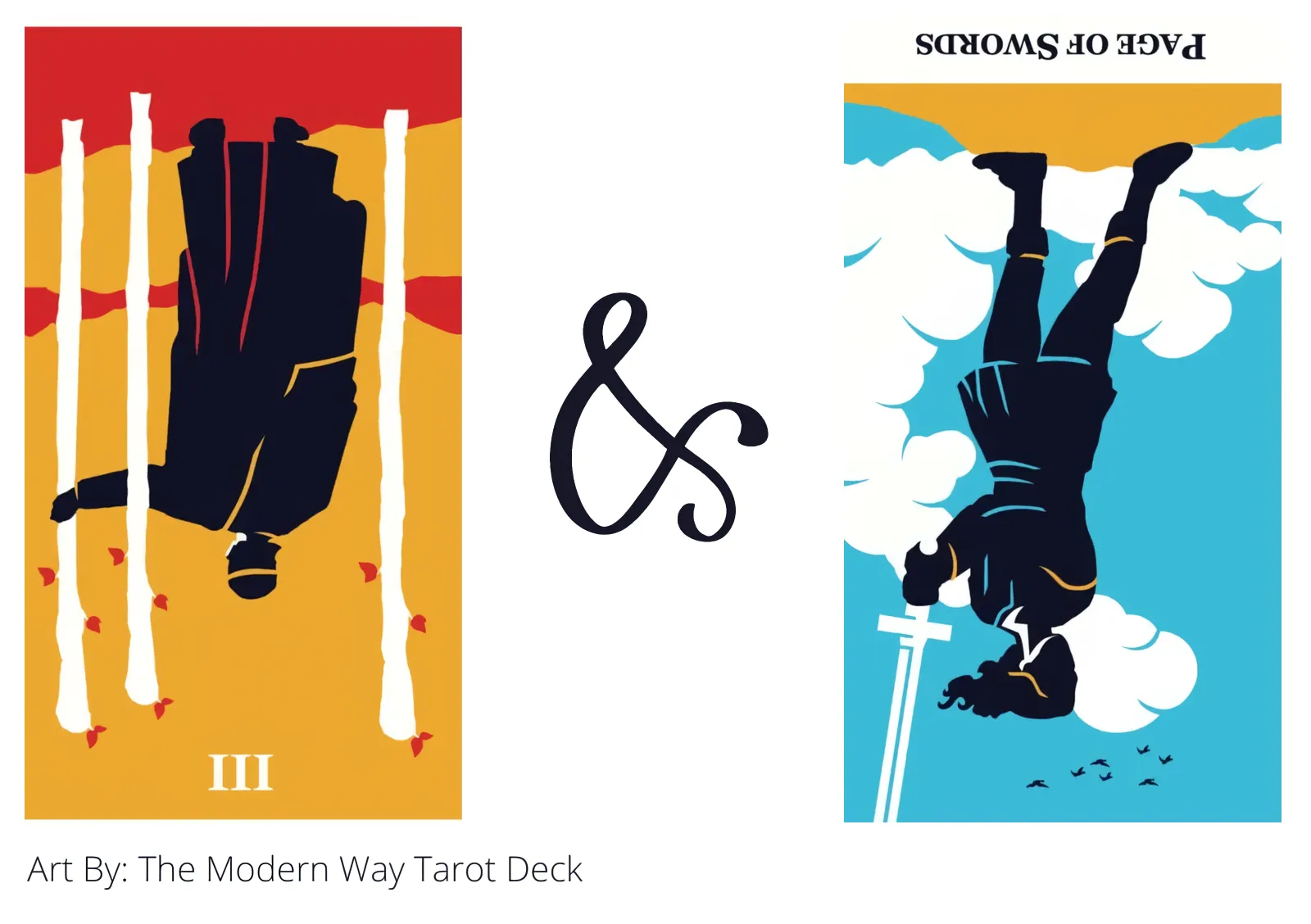 three of wands reversed and page of swords reversed tarot cards together