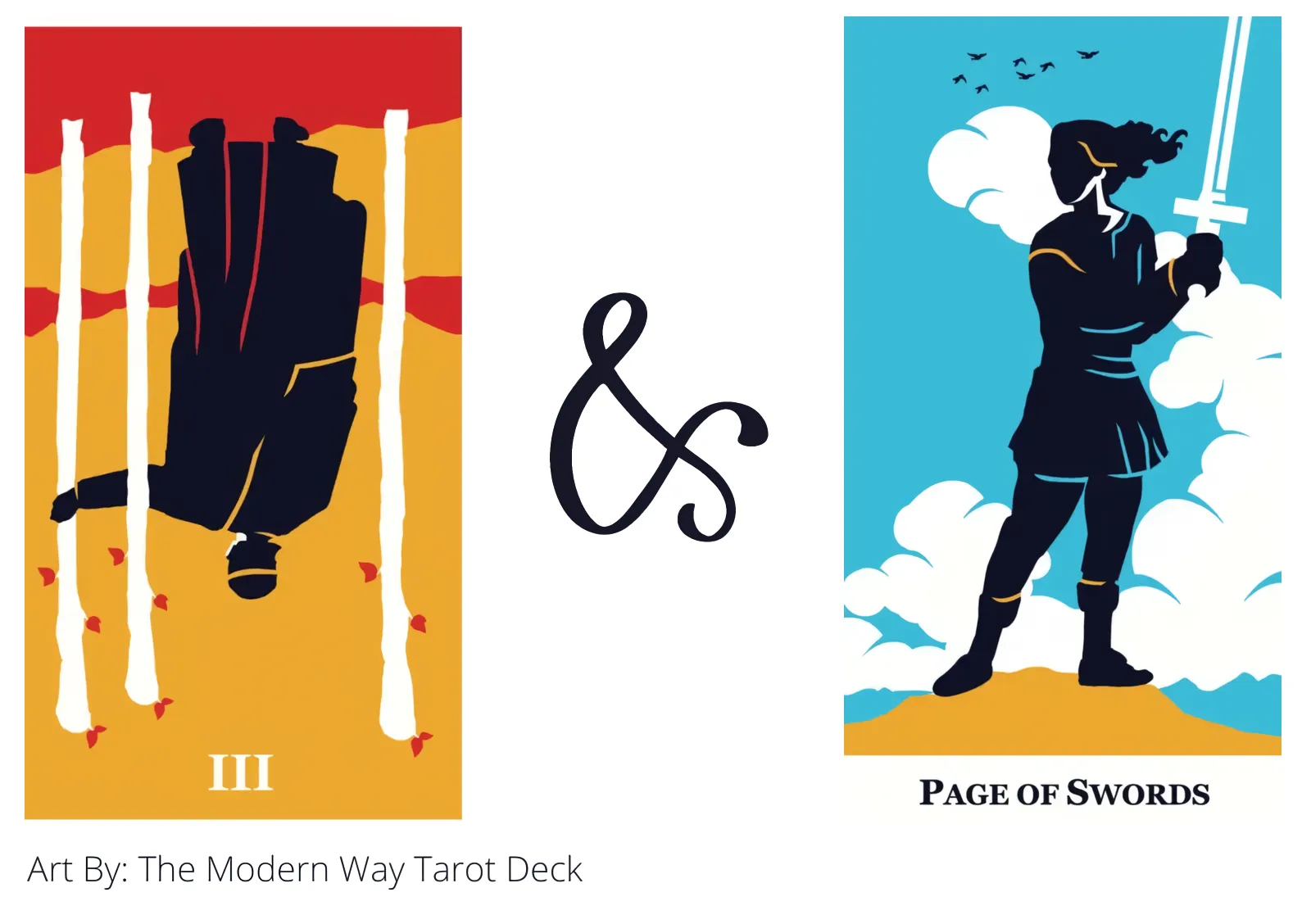 three of wands reversed and page of swords tarot cards together