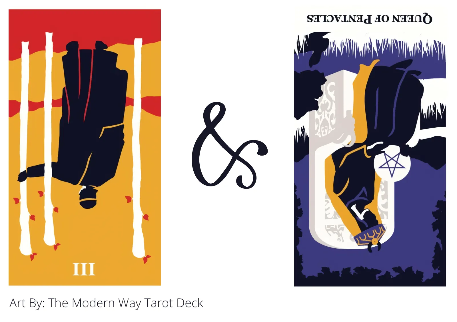 three of wands reversed and queen of pentacles reversed tarot cards together
