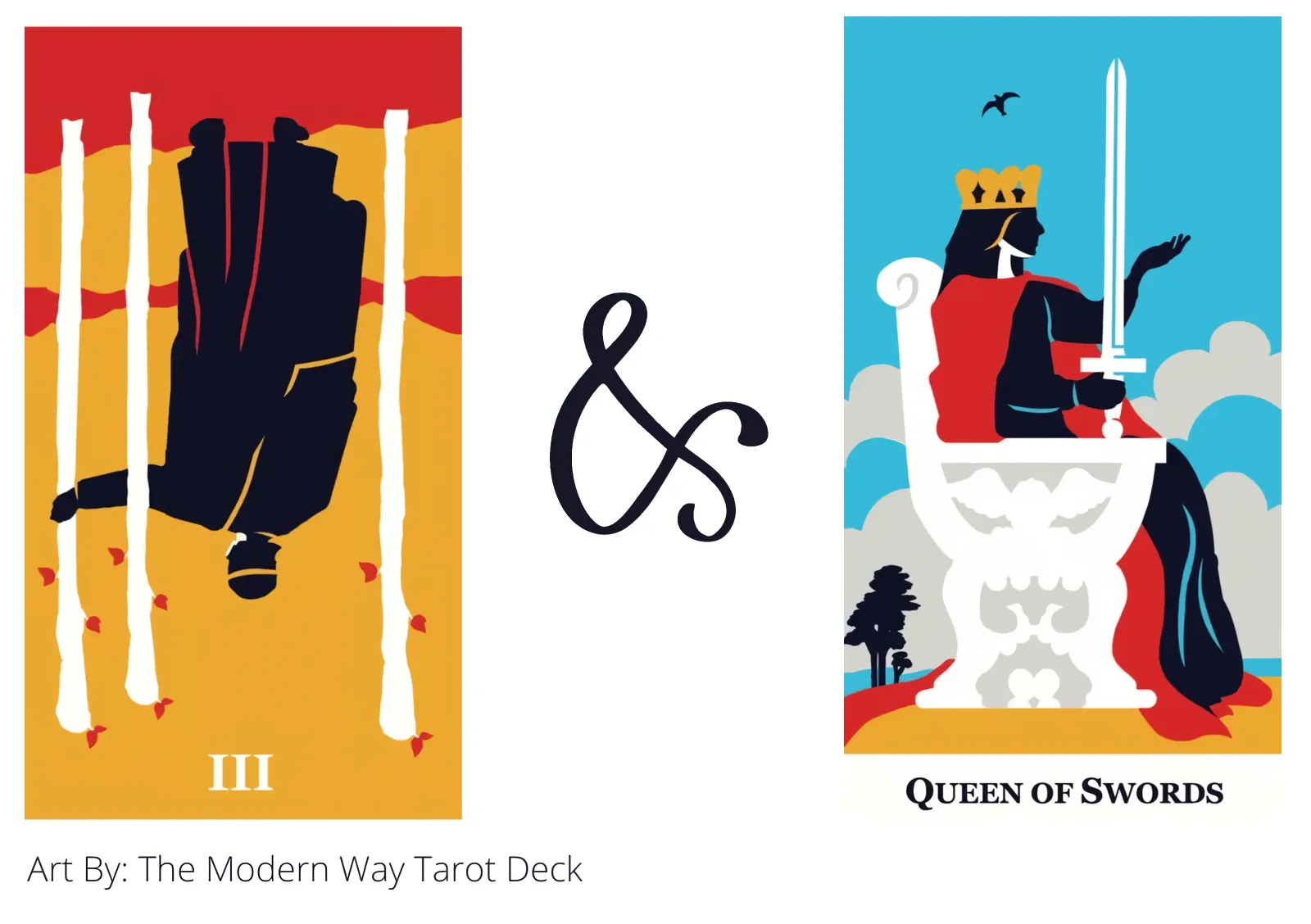 three of wands reversed and queen of swords tarot cards together