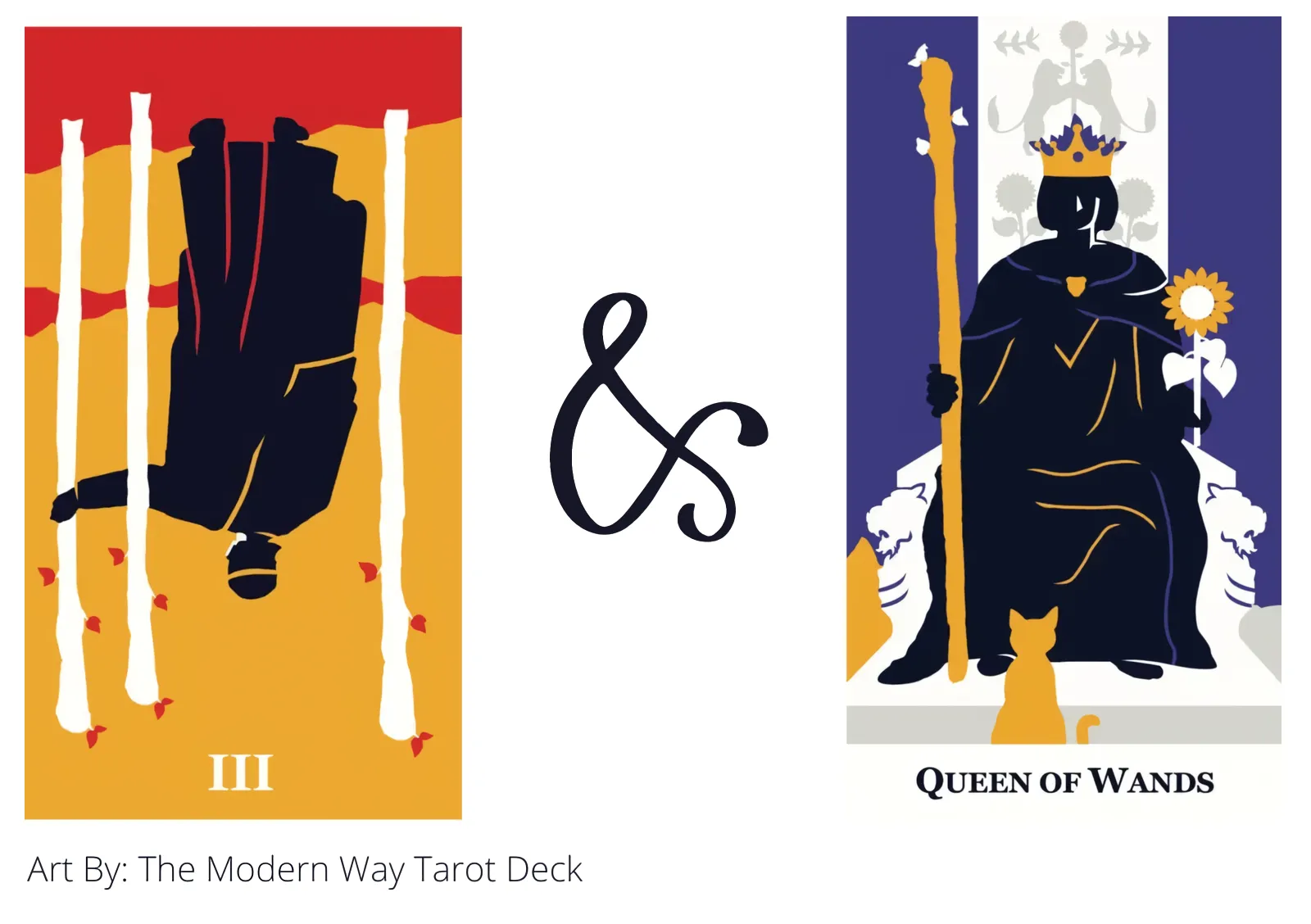 three of wands reversed and queen of wands tarot cards together