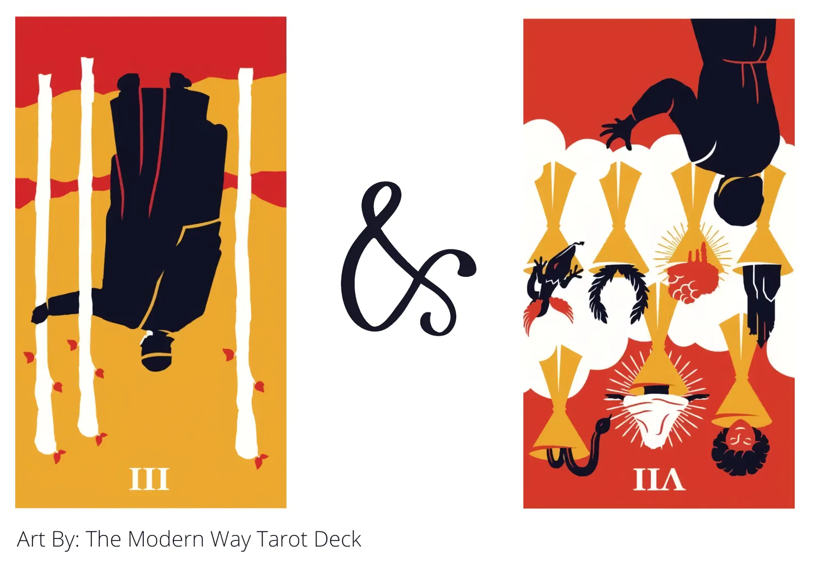 three of wands reversed and seven of cups reversed tarot cards together