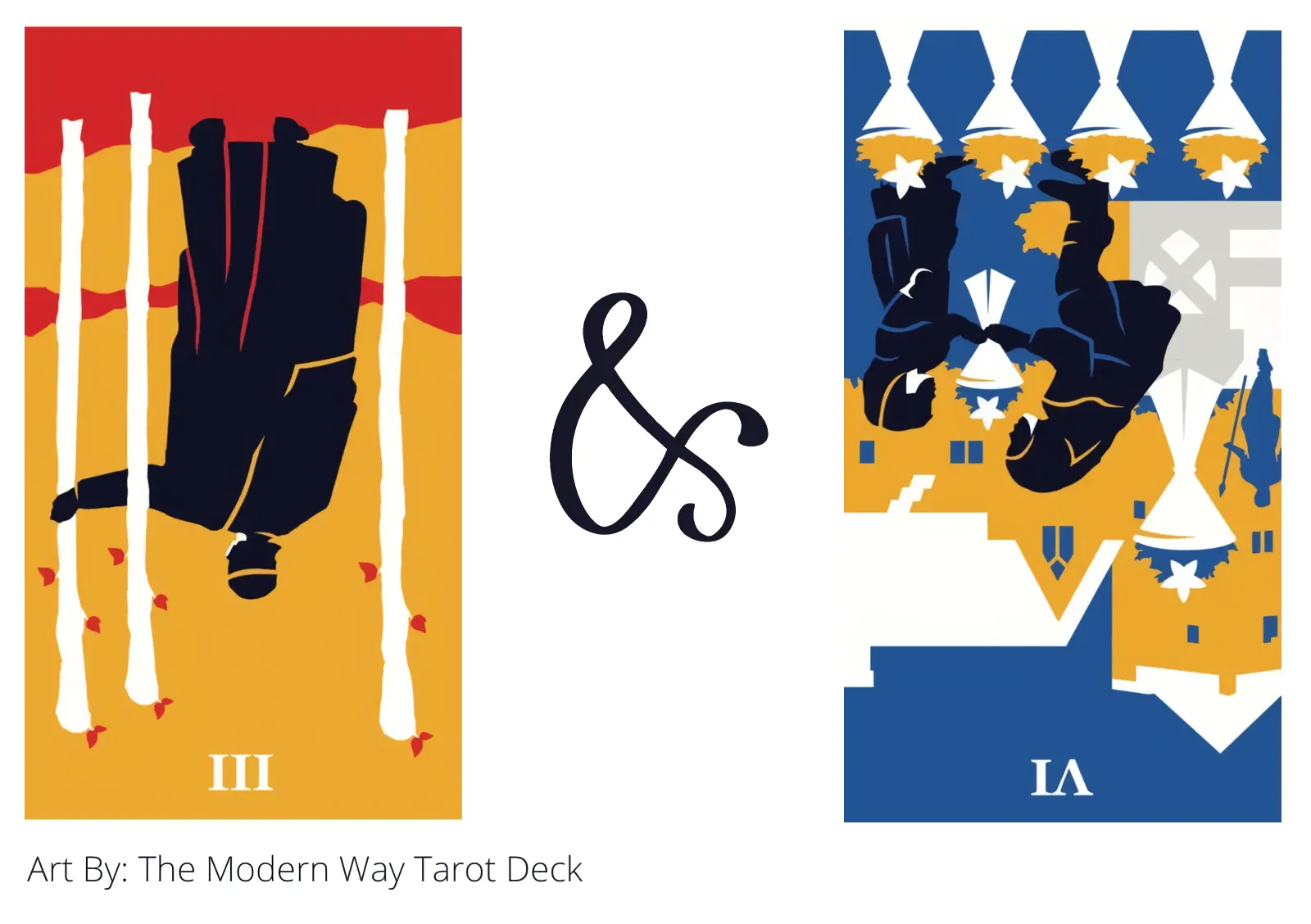 three of wands reversed and six of cups reversed tarot cards together