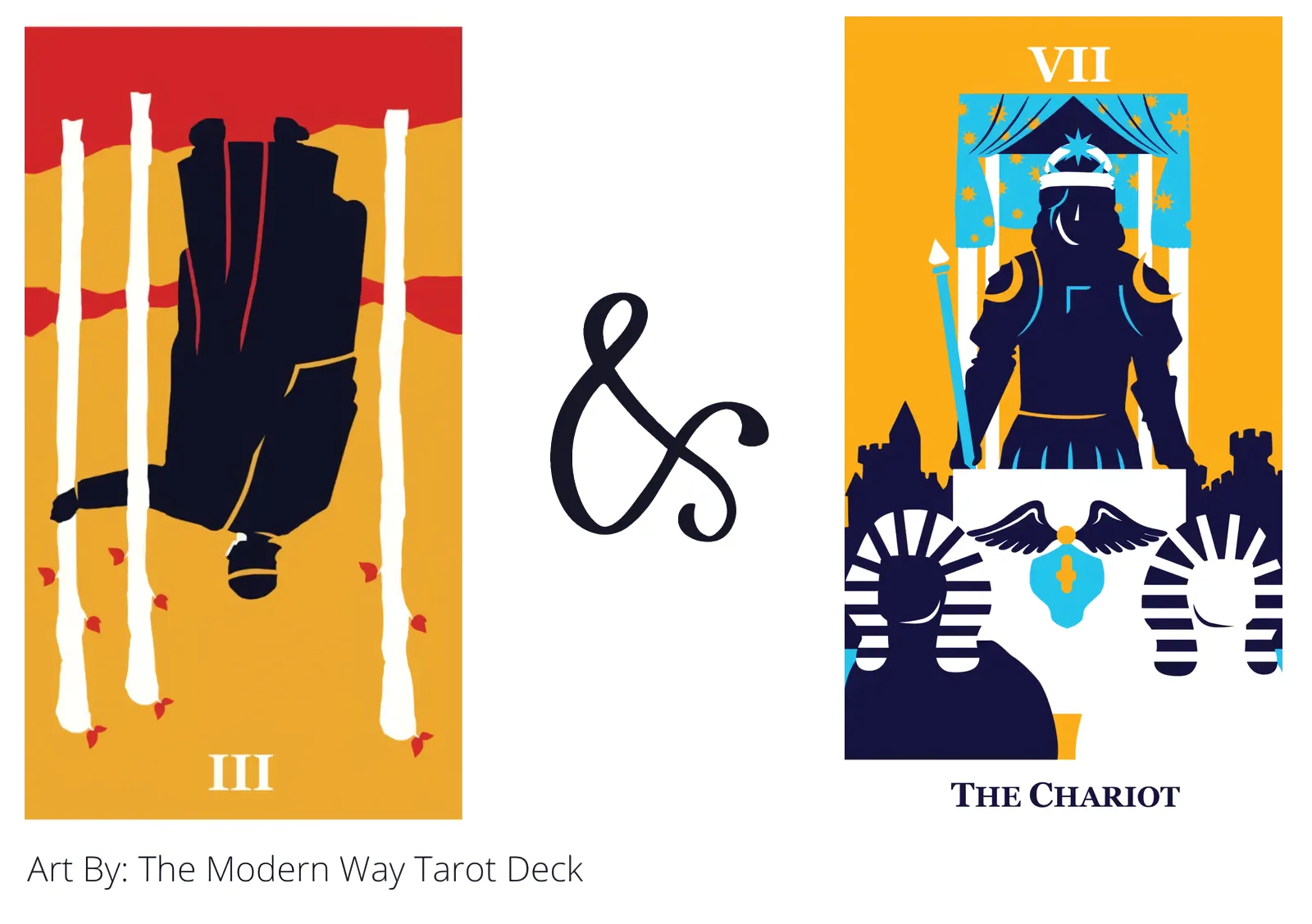 three of wands reversed and the chariot tarot cards together