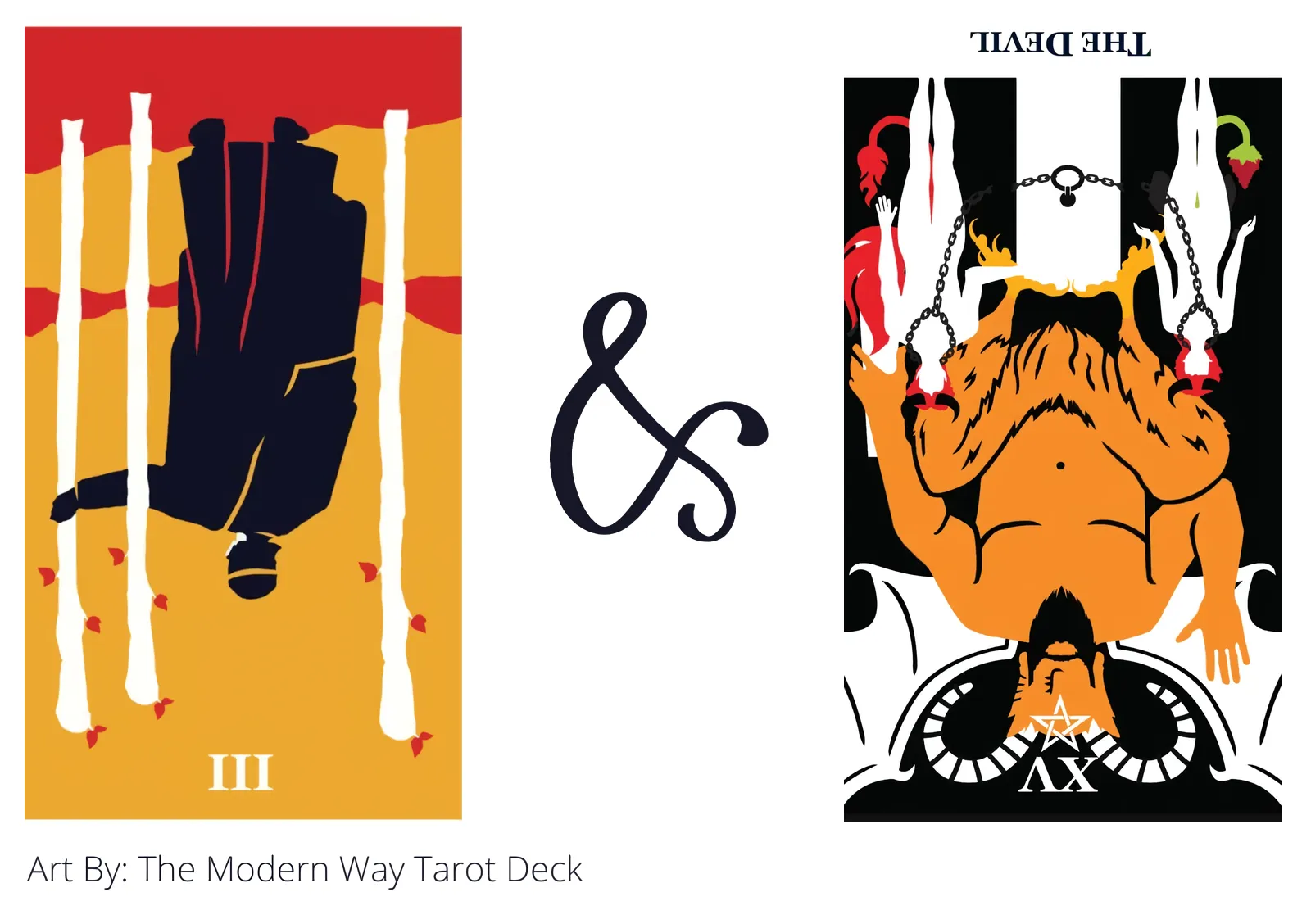 three of wands reversed and the devil reversed tarot cards together