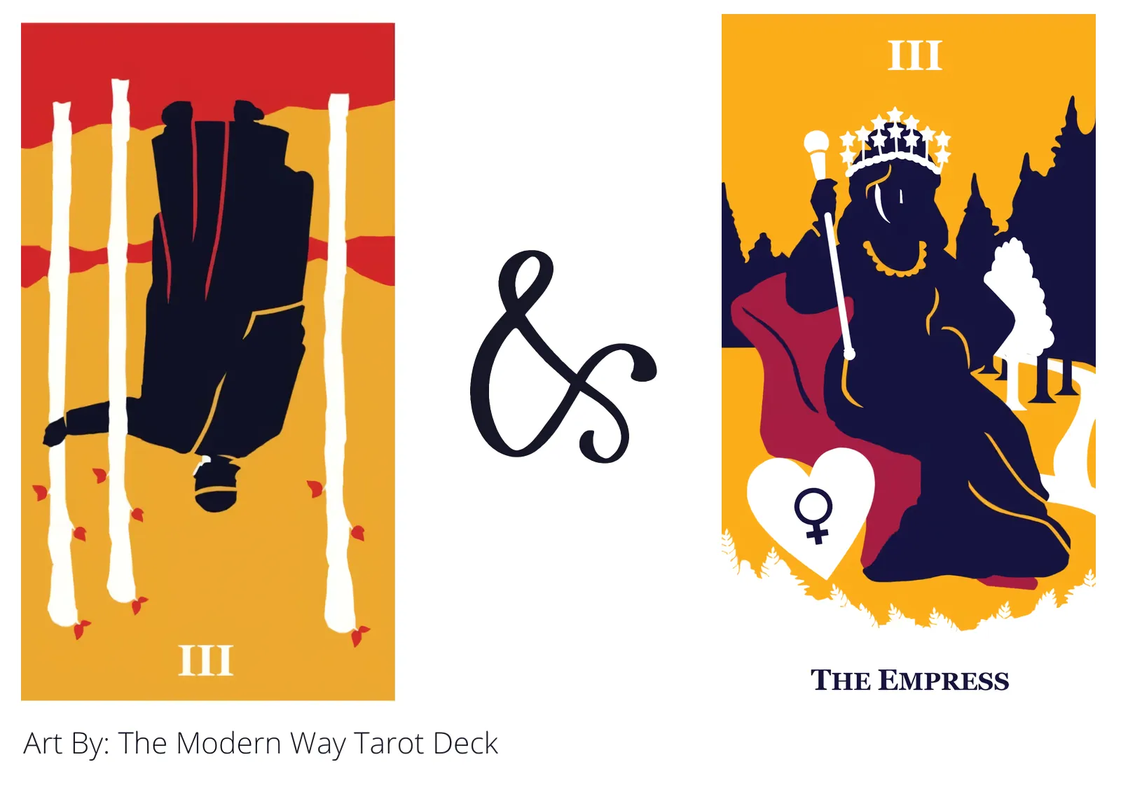 three of wands reversed and the empress tarot cards together
