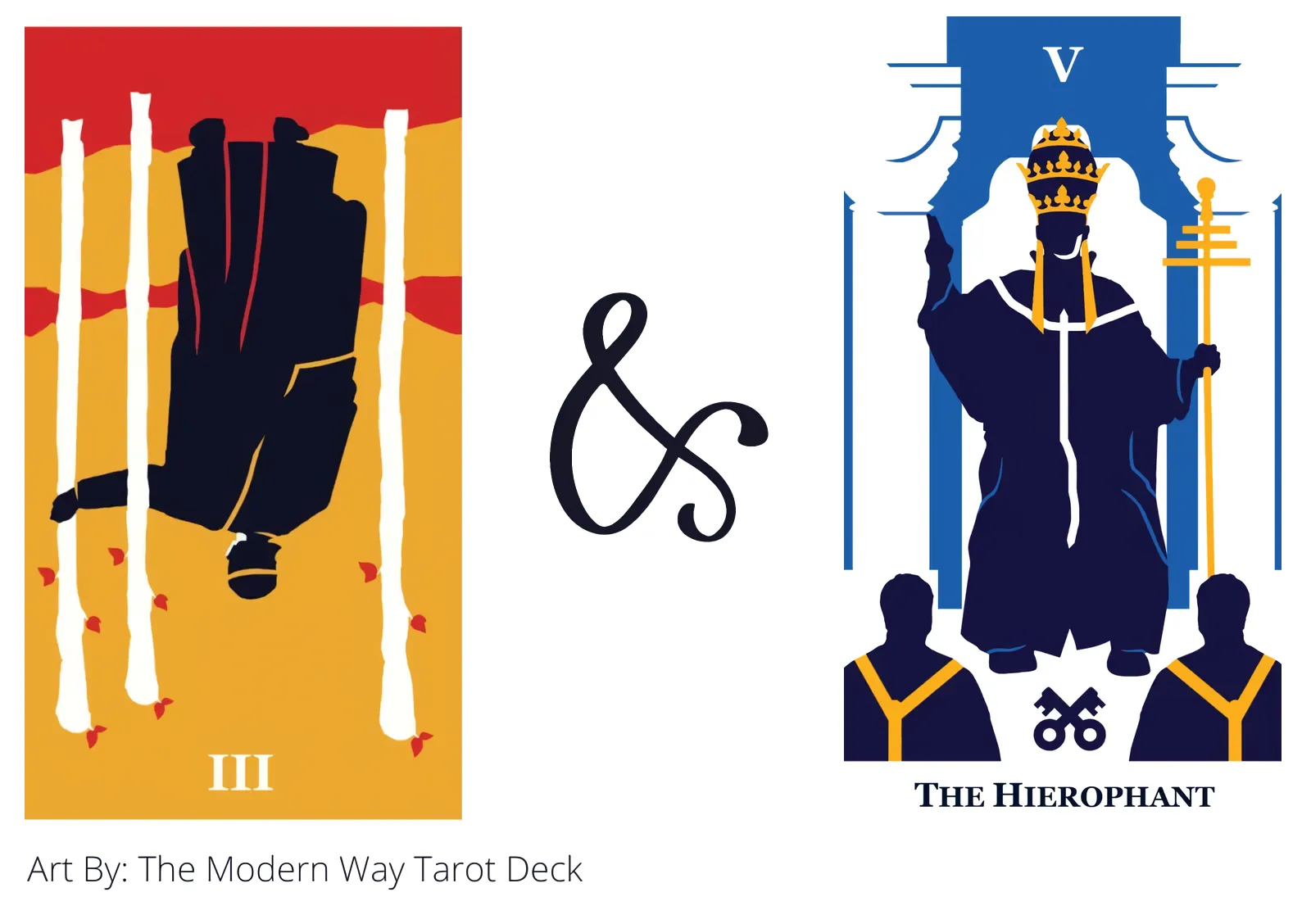 three of wands reversed and the hierophant tarot cards together