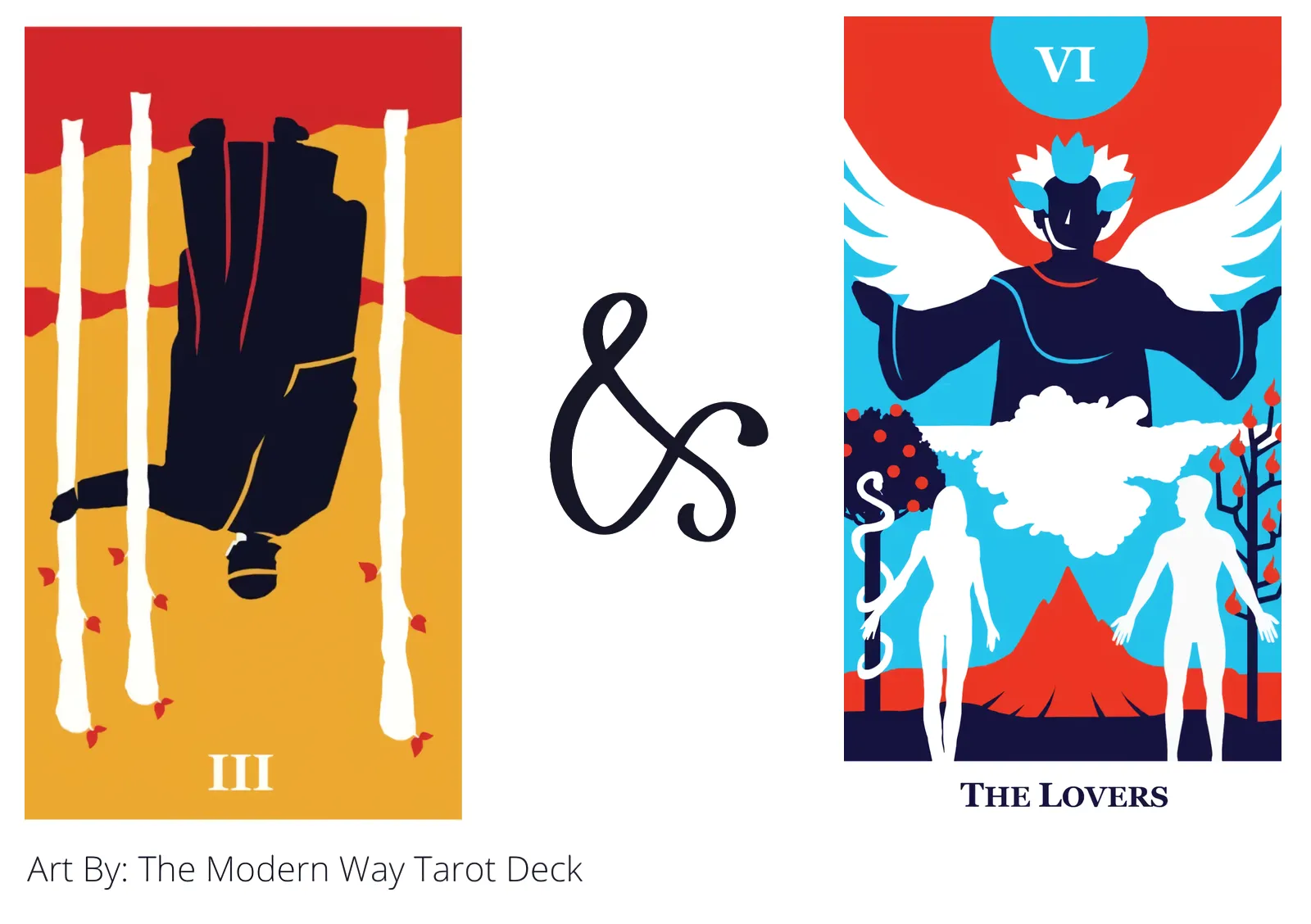 three of wands reversed and the lovers tarot cards together