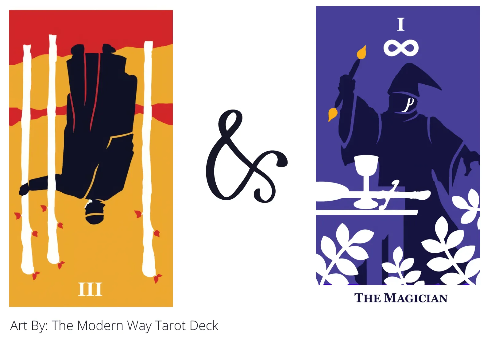 three of wands reversed and the magician tarot cards together