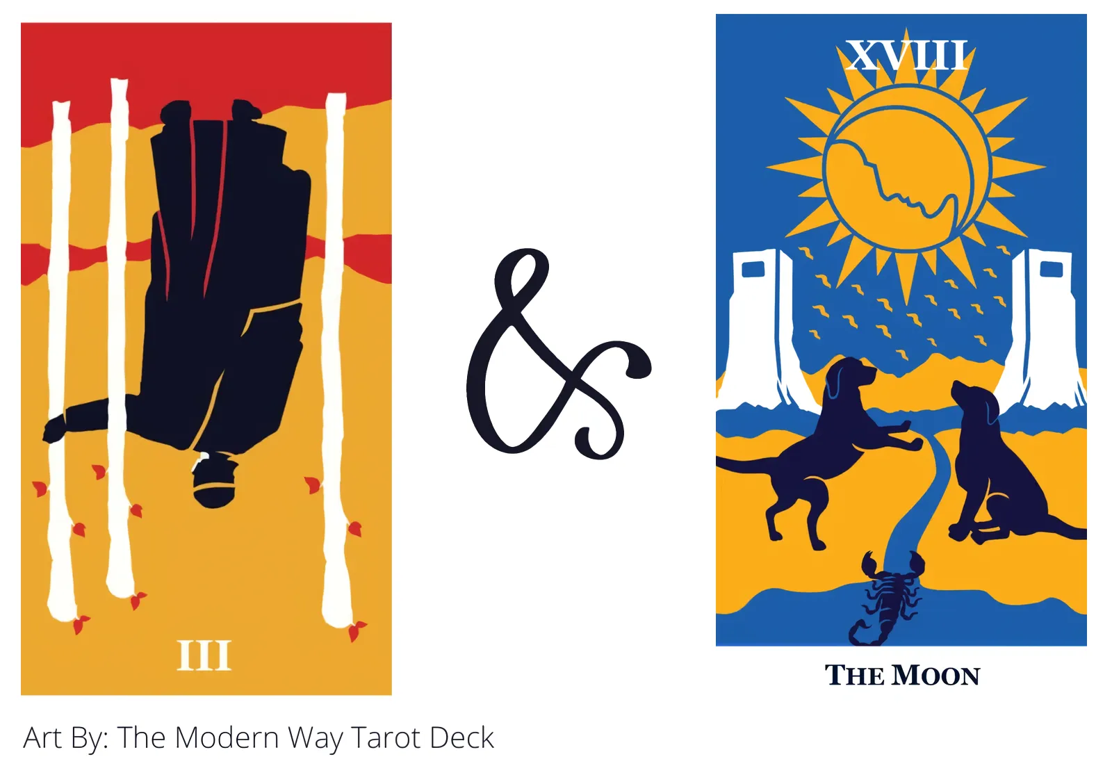 three of wands reversed and the moon tarot cards together