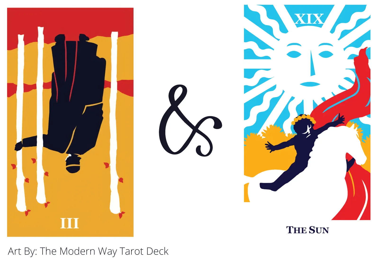 three of wands reversed and the sun tarot cards together