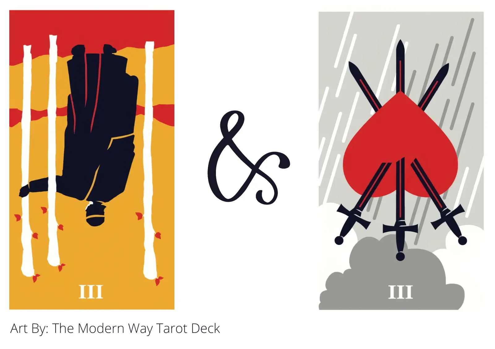 three of wands reversed and three of swords reversed tarot cards together