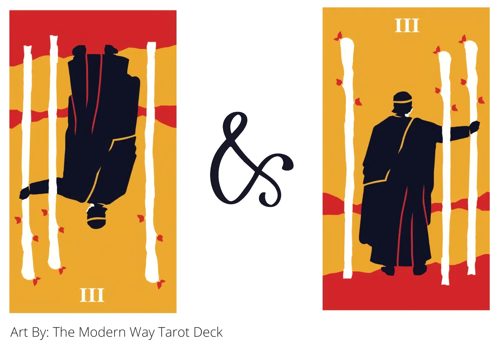 three of wands reversed and three of wands tarot cards together