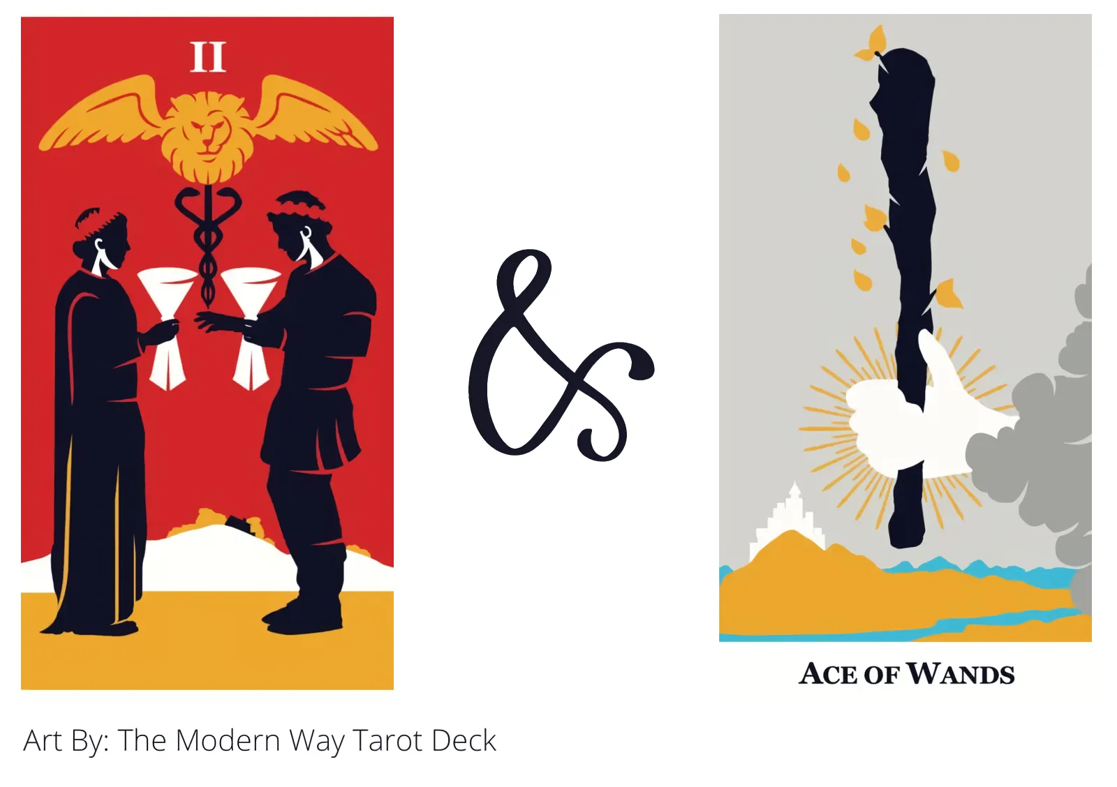 two of cups and ace of wands tarot cards together