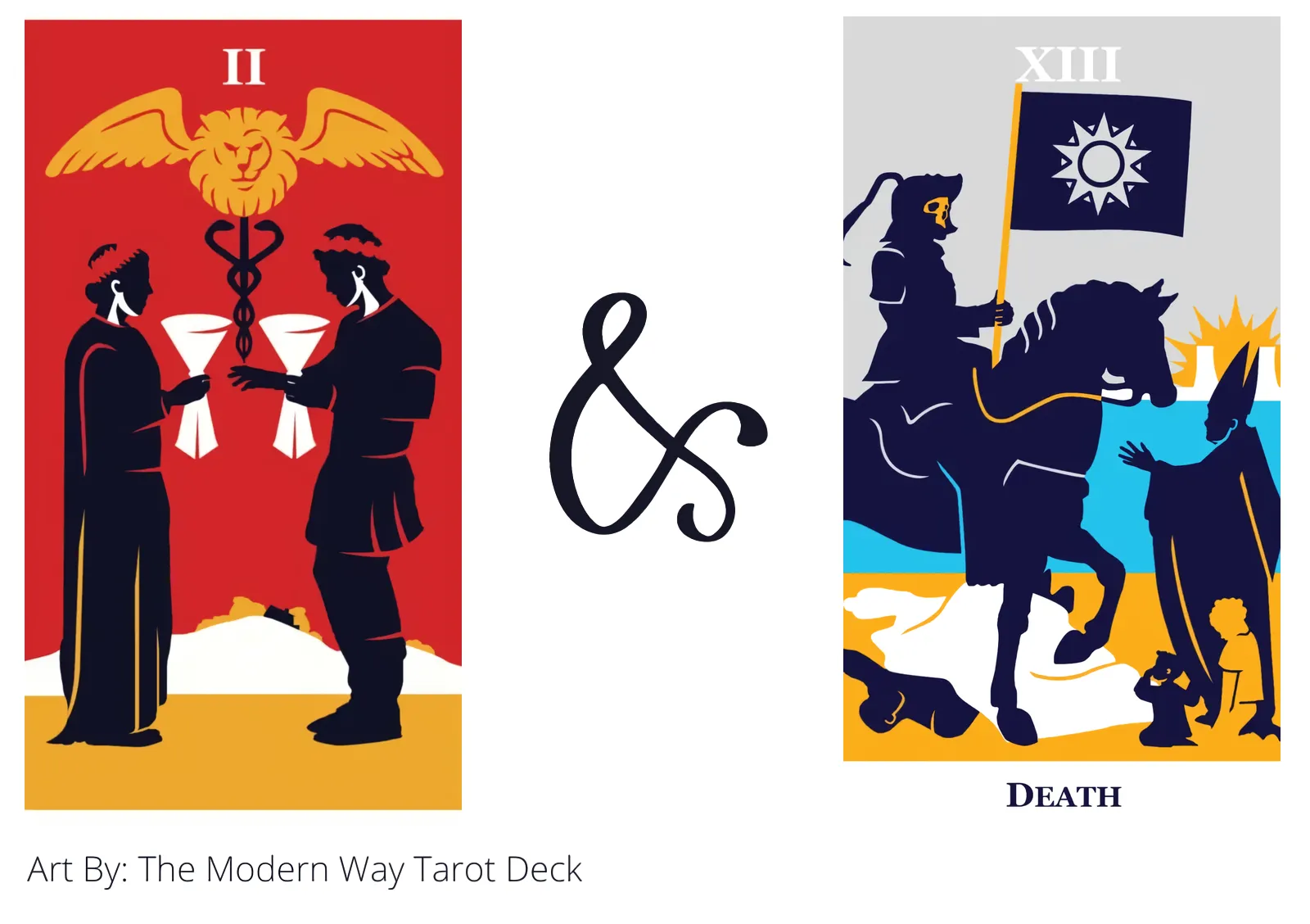 two of cups and death tarot cards together