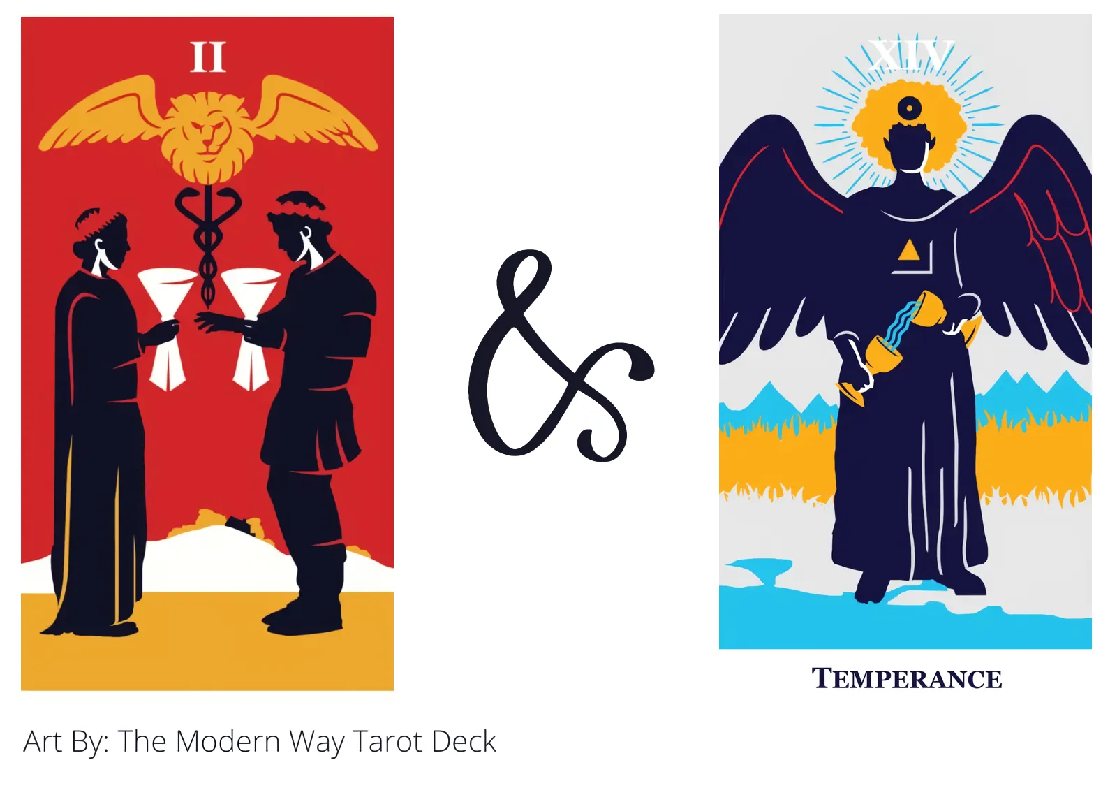 two of cups and temperance tarot cards together