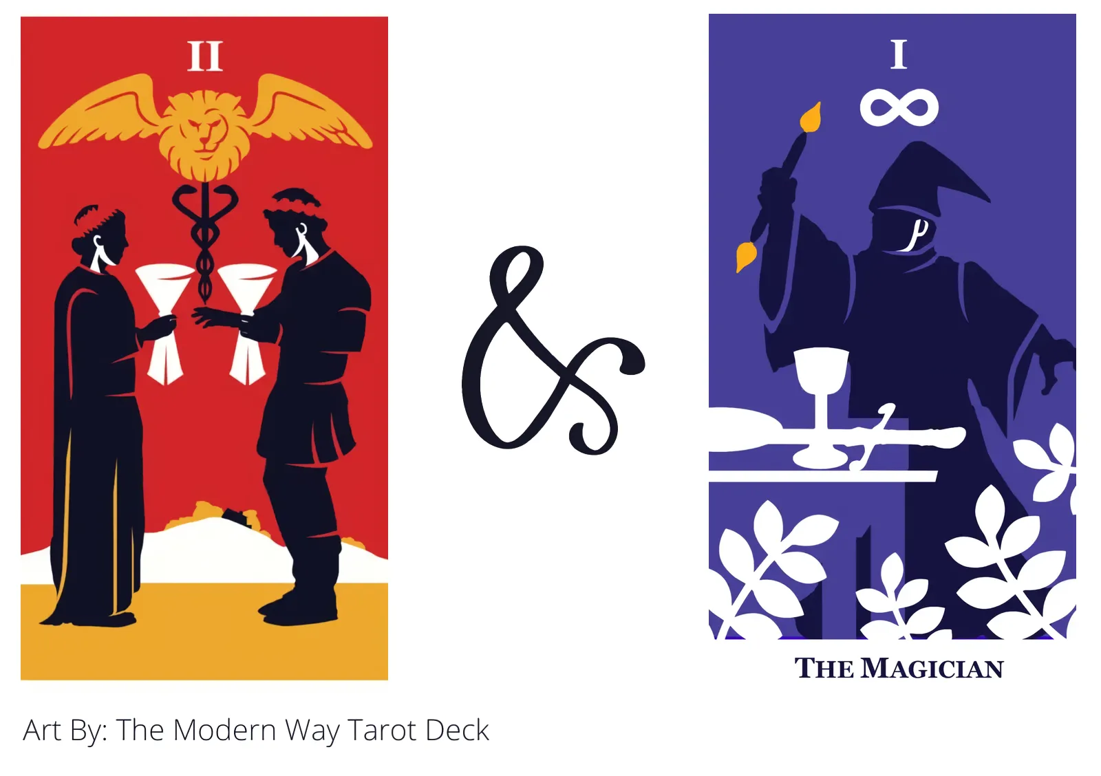 two of cups and the magician tarot cards together