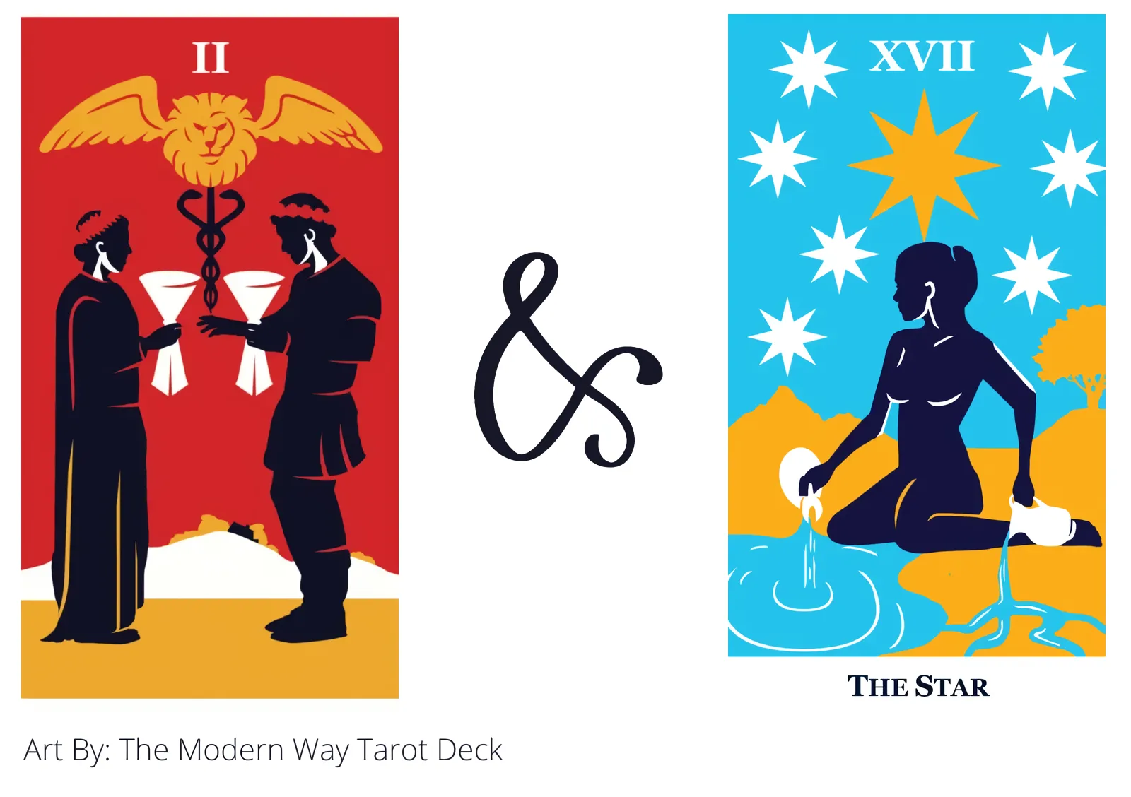 two of cups and the star tarot cards together