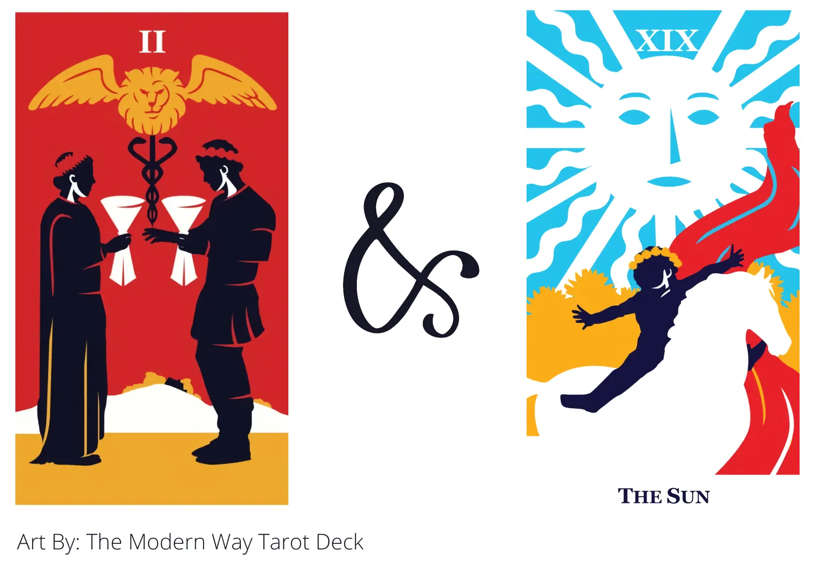 two of cups and the sun tarot cards together