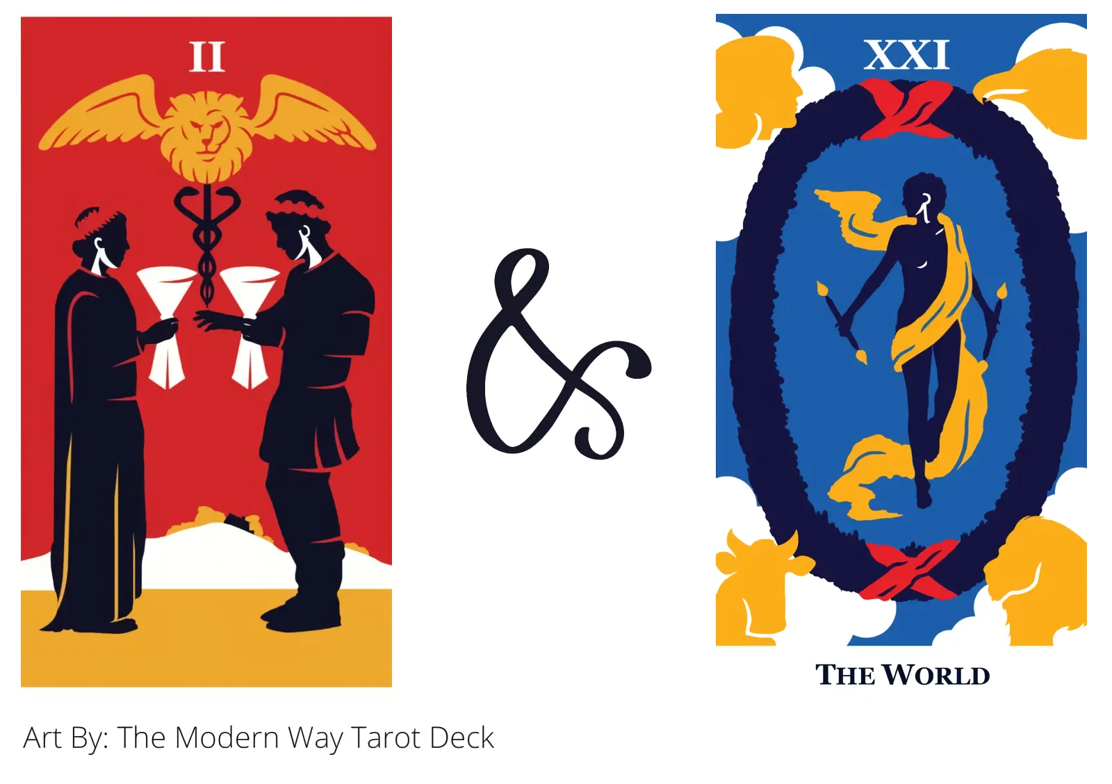 two of cups and the world tarot cards together
