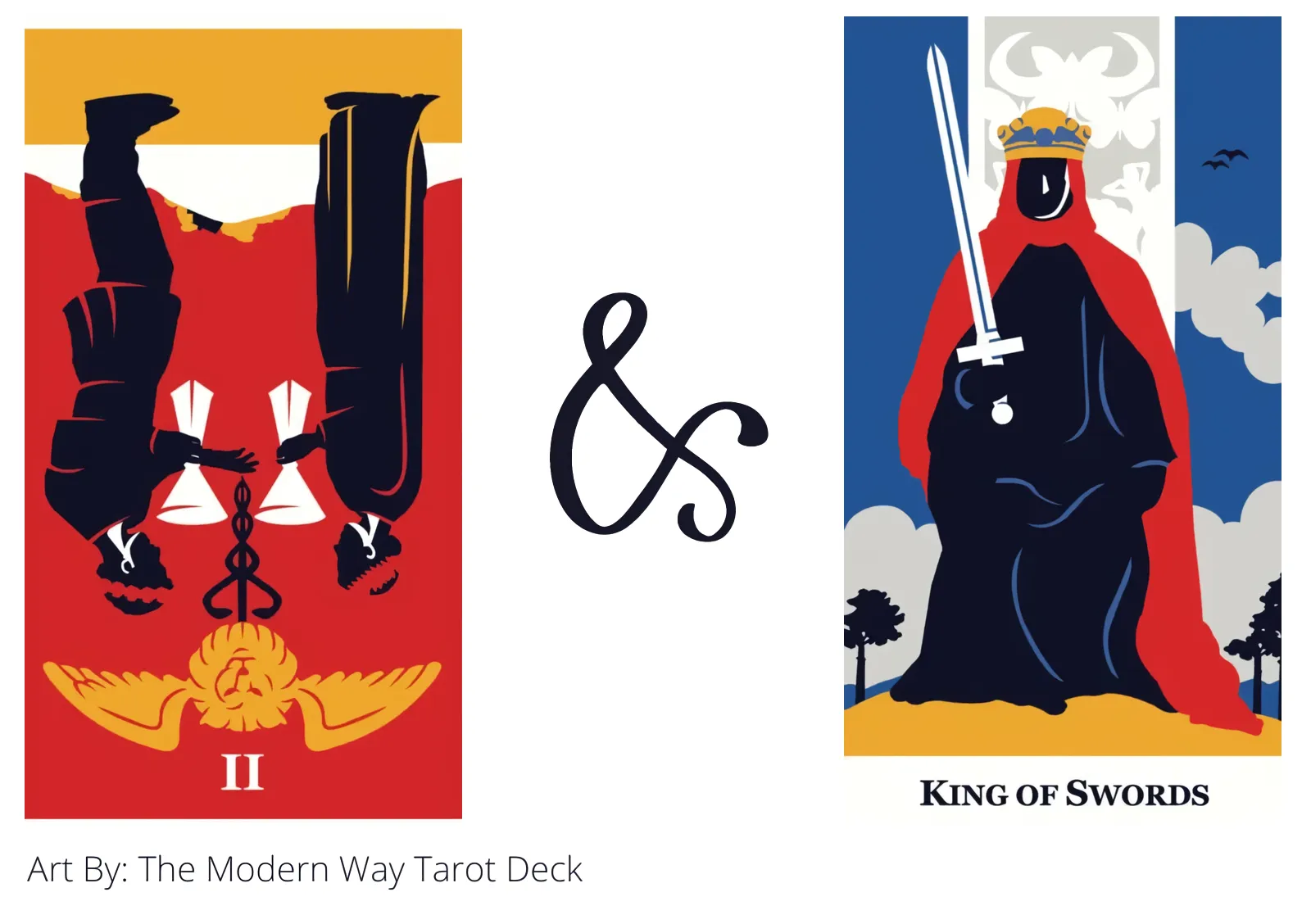 two of cups reversed and king of swords tarot cards together