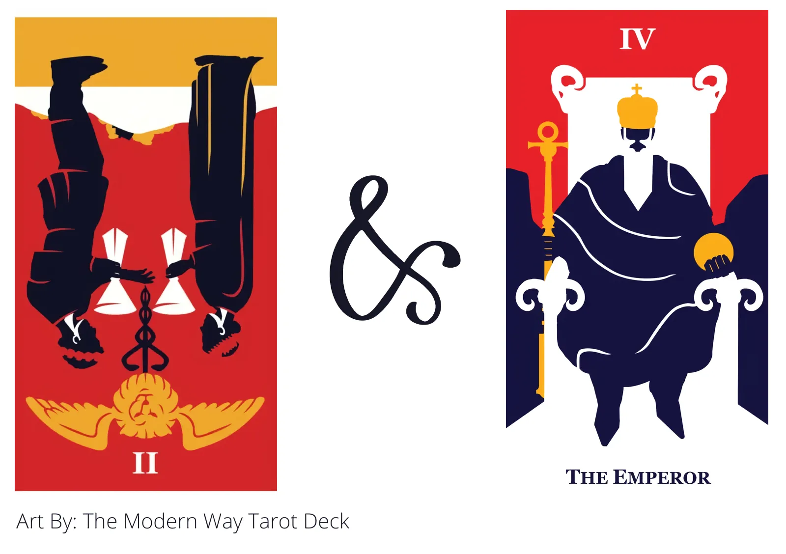 two of cups reversed and the emperor tarot cards together