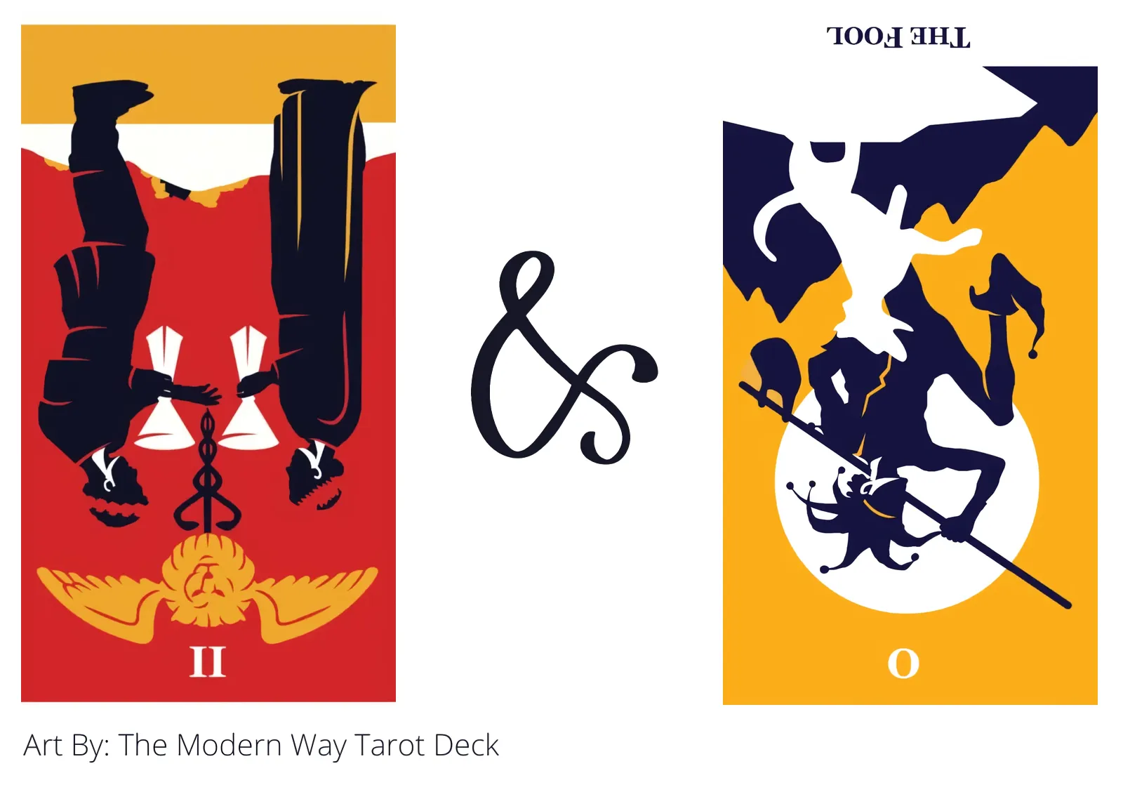 two of cups reversed and the fool reversed tarot cards together