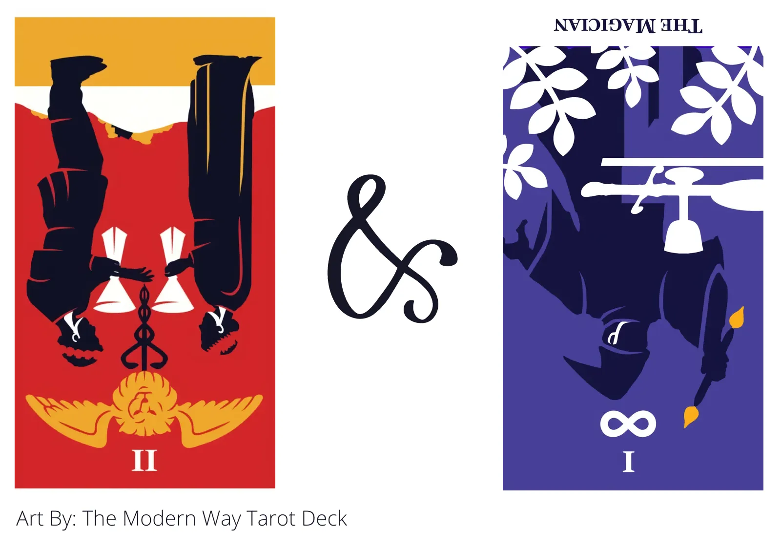 two of cups reversed and the magician reversed tarot cards together