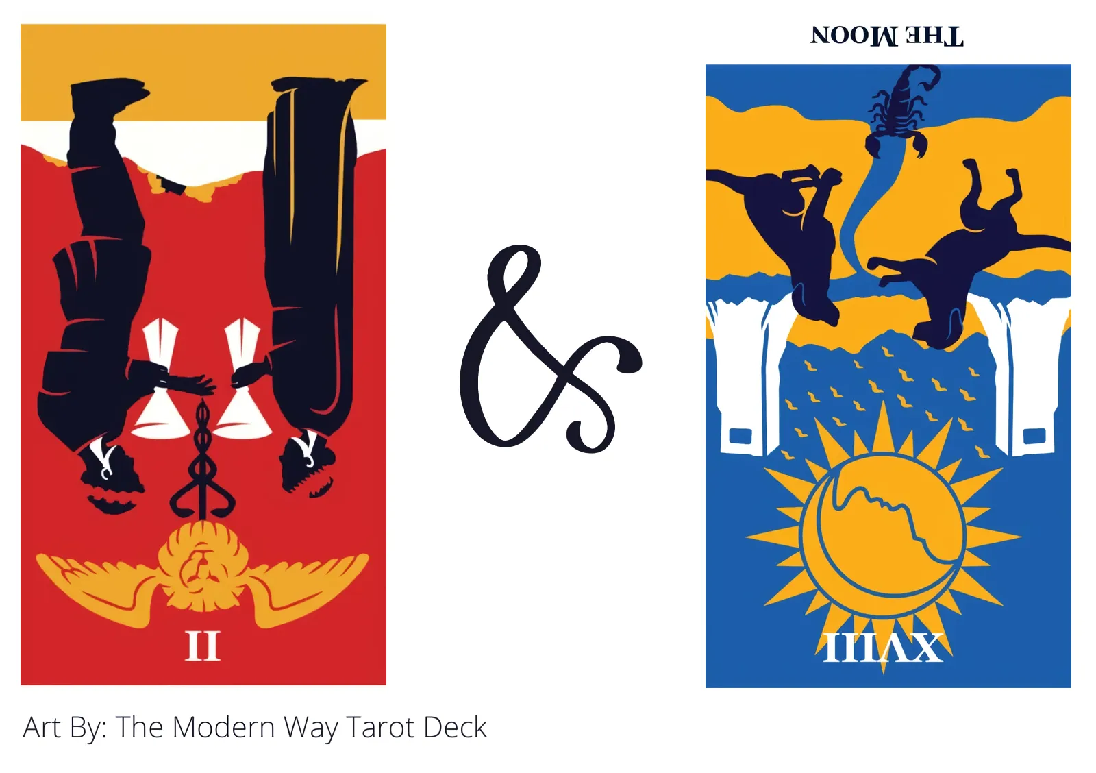 two of cups reversed and the moon reversed tarot cards together