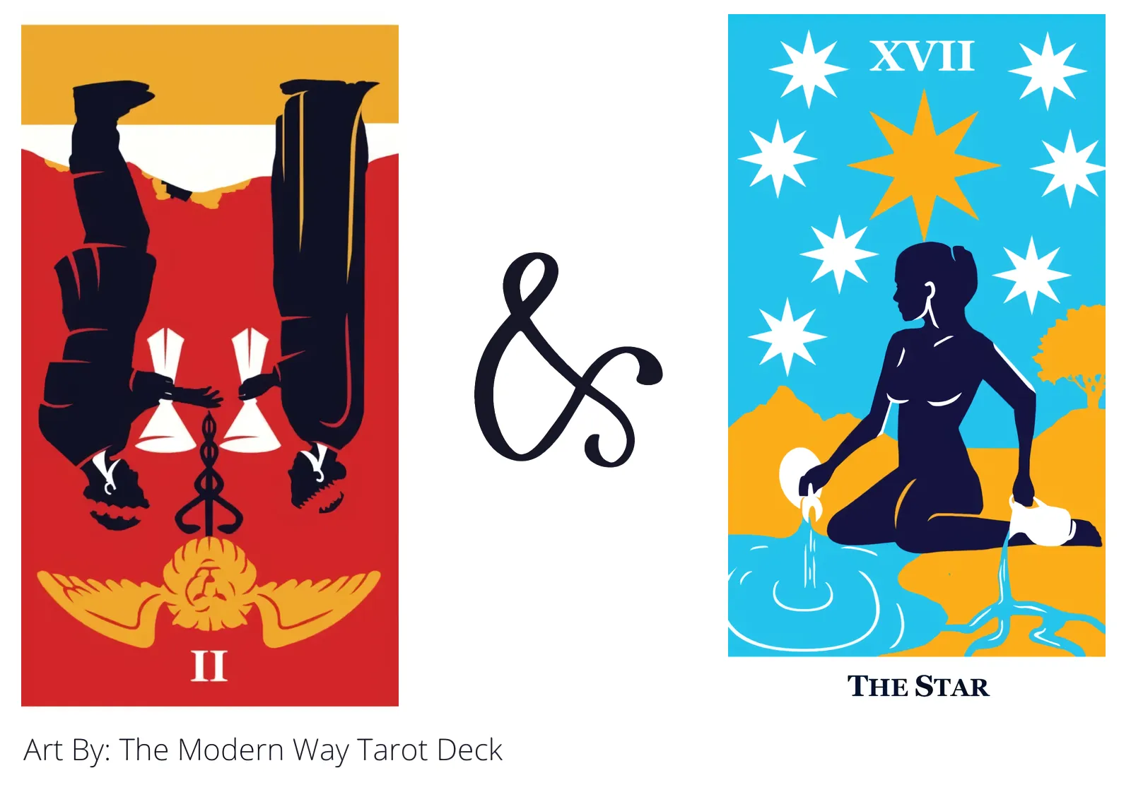 two of cups reversed and the star tarot cards together