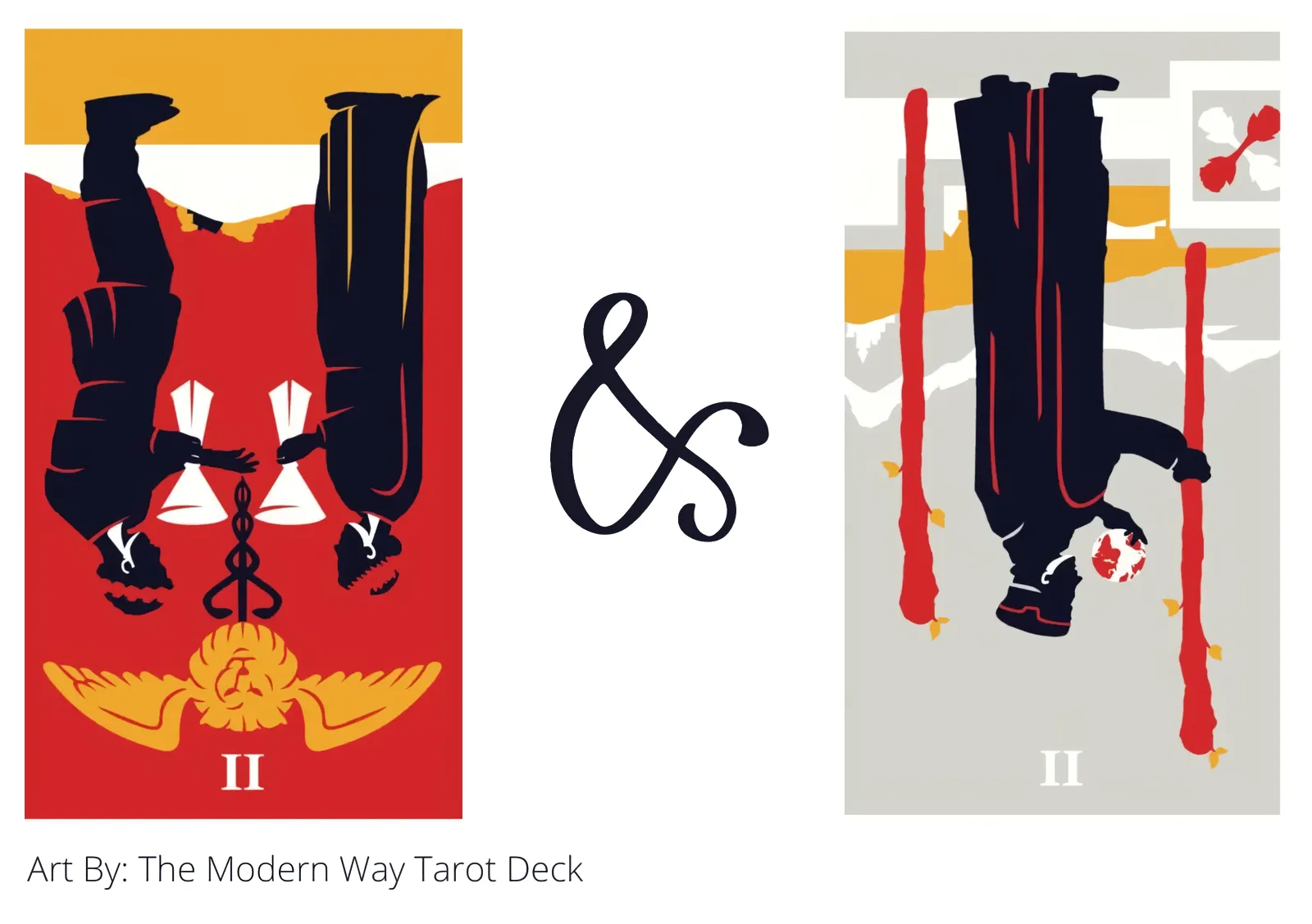 two of cups reversed and two of wands reversed tarot cards together