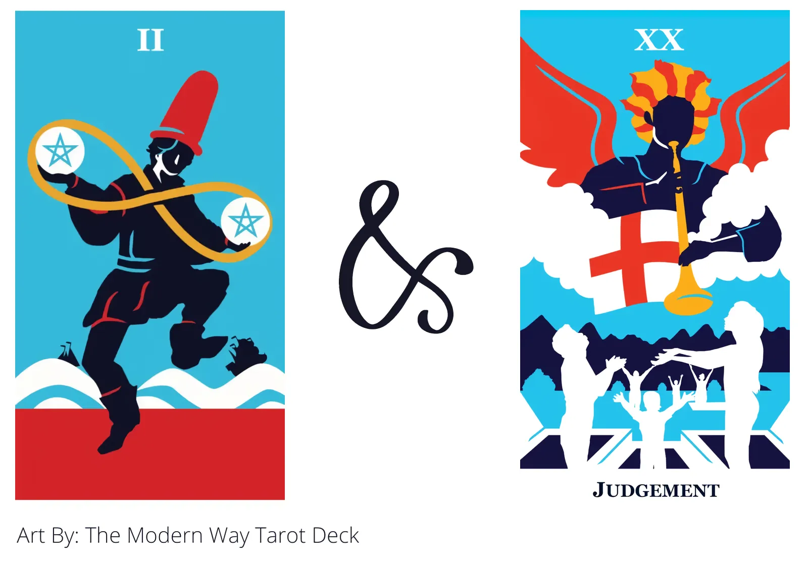 two of pentacles and judgement tarot cards together