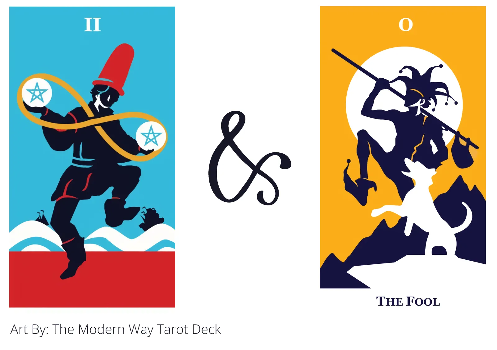 two of pentacles and the fool tarot cards together
