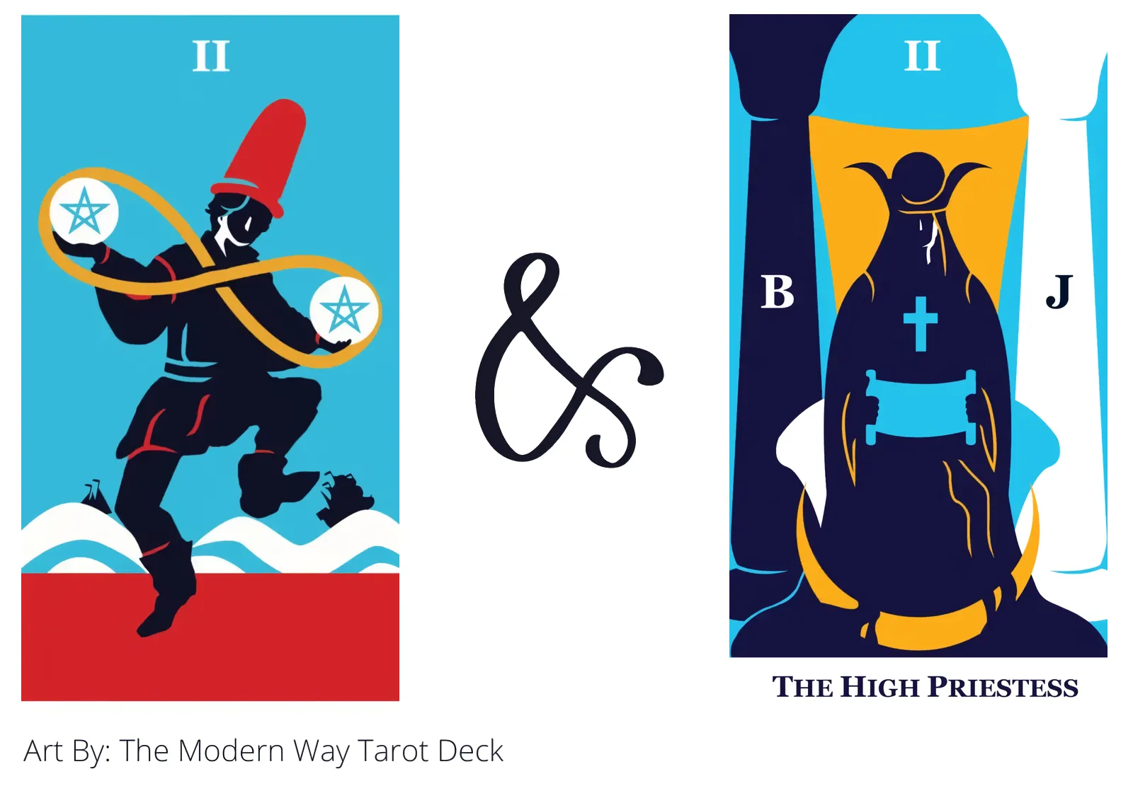 two of pentacles and the high priestess tarot cards together