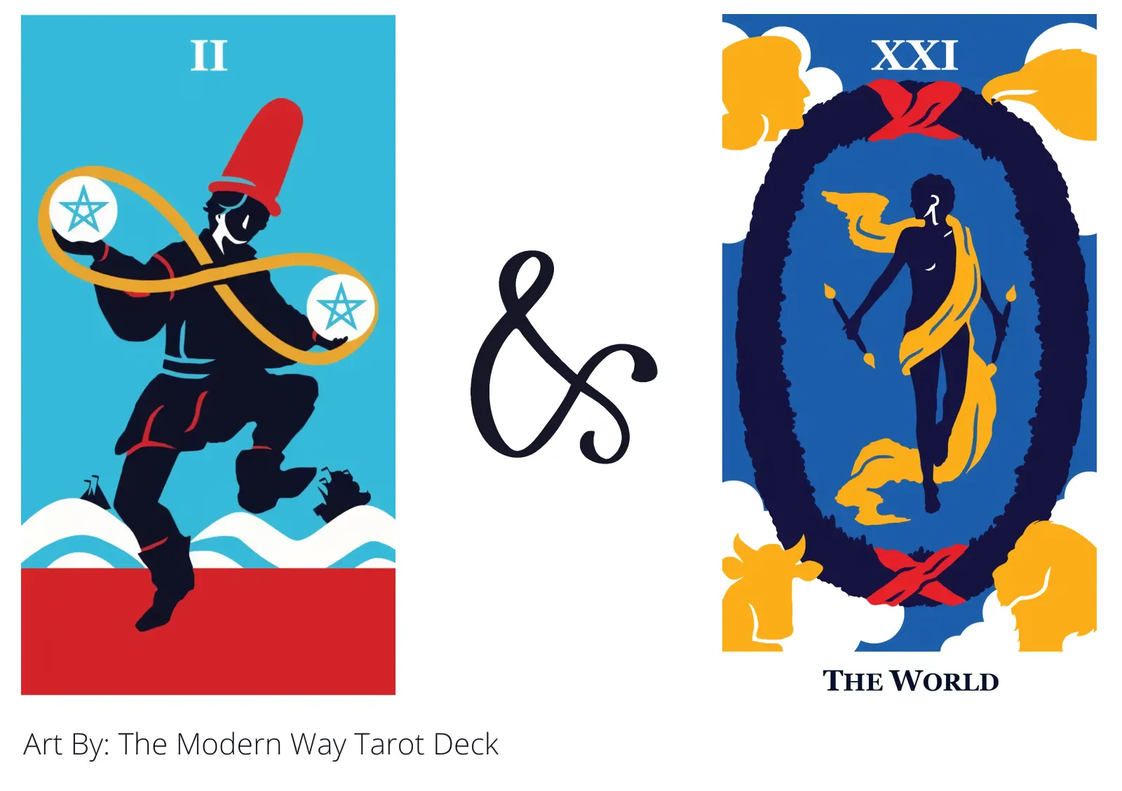 two of pentacles and the world tarot cards together