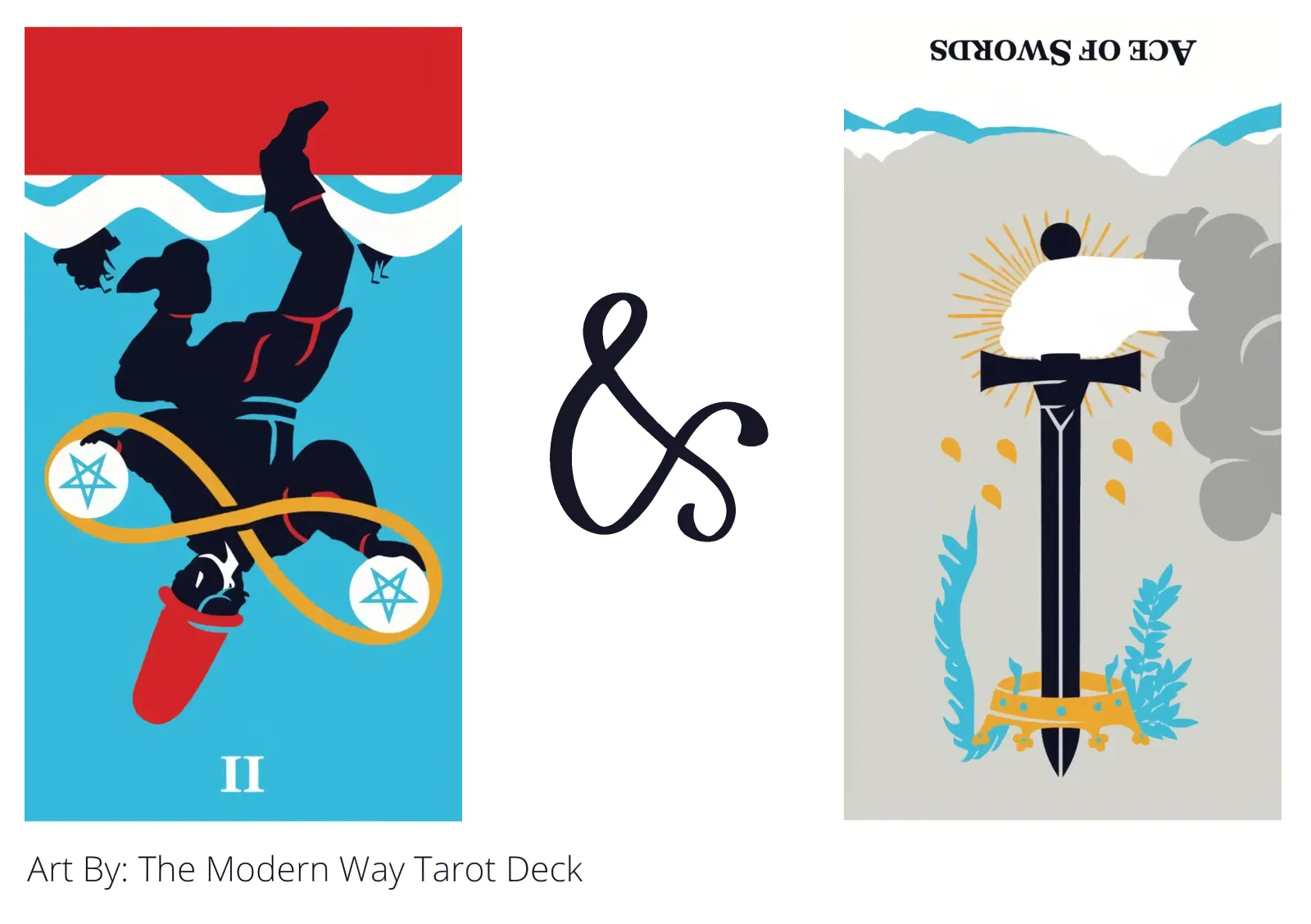 two of pentacles reversed and ace of swords reversed tarot cards together