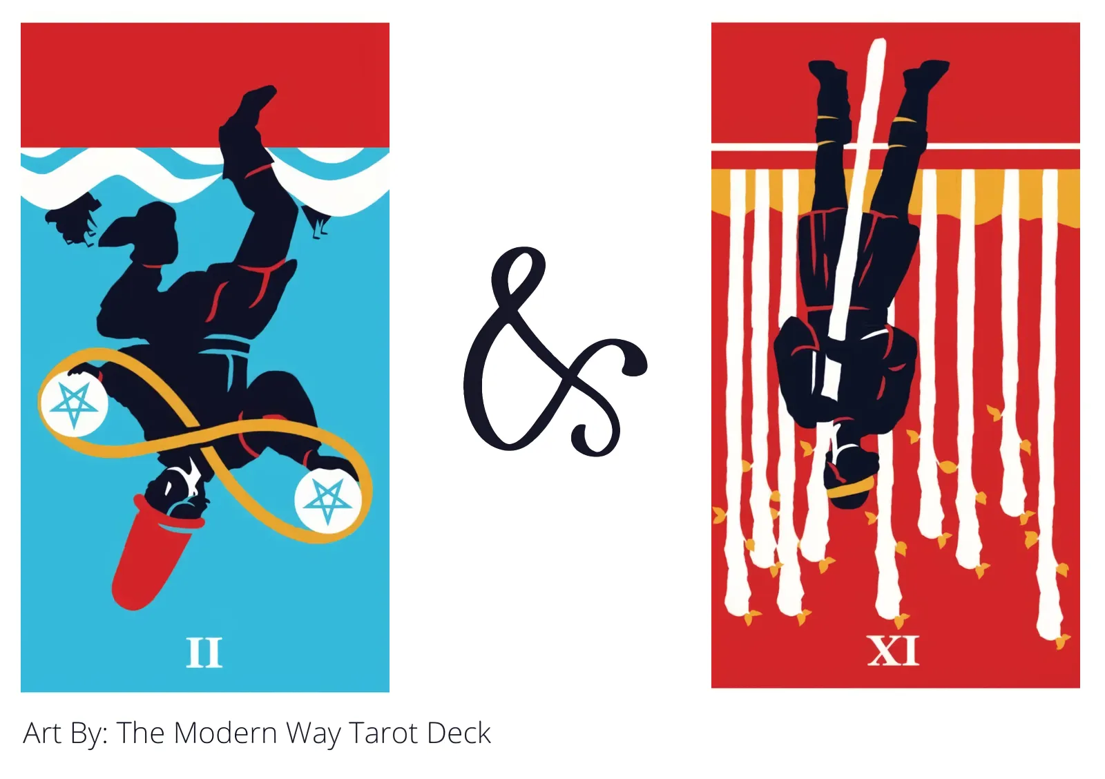 two of pentacles reversed and nine of wands reversed tarot cards together