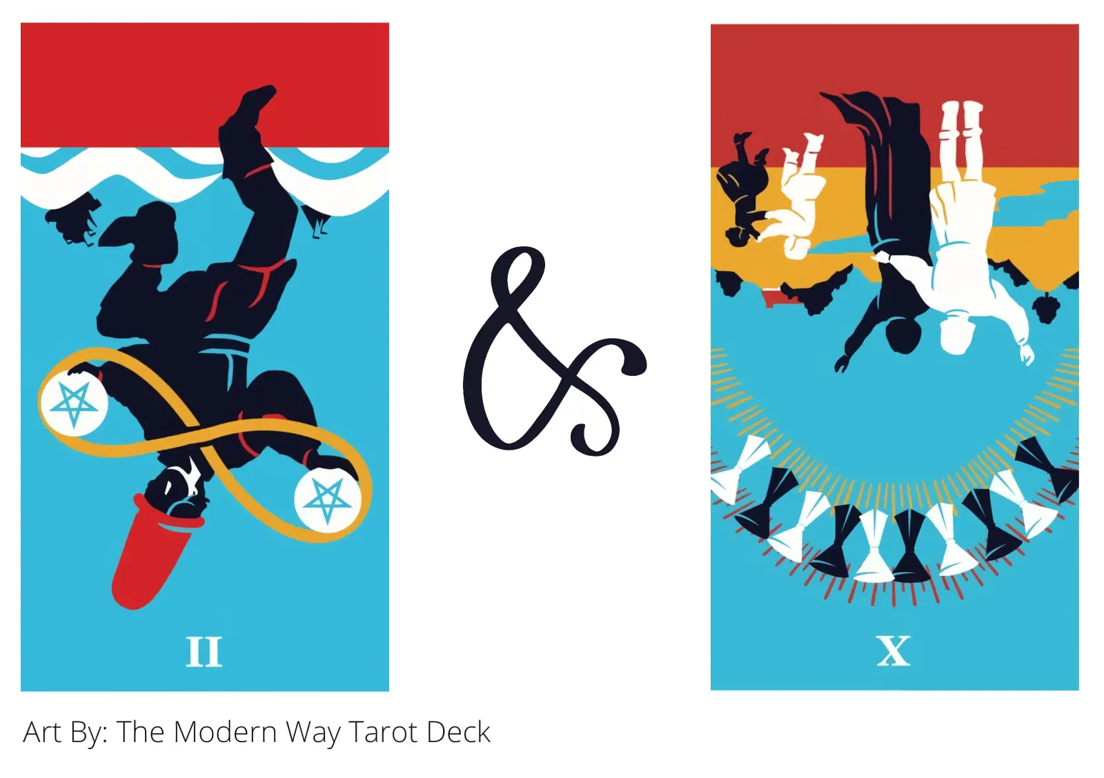two of pentacles reversed and ten of cups reversed tarot cards together