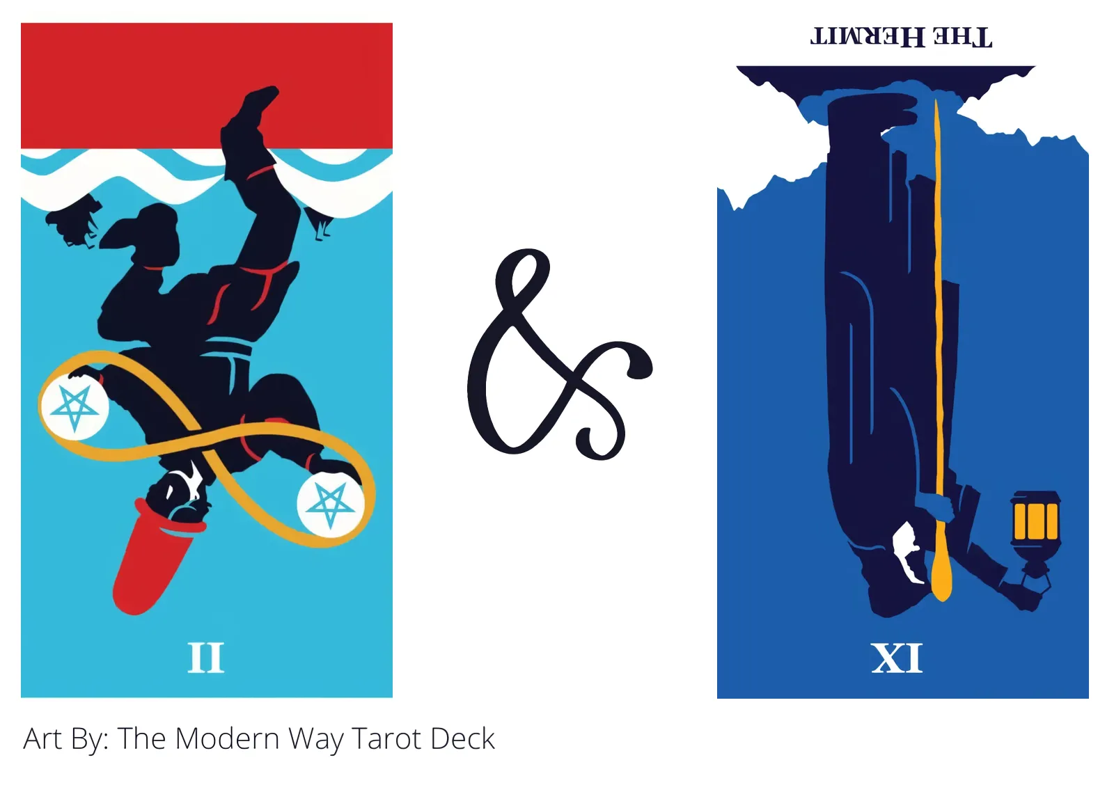 two of pentacles reversed and the hermit reversed tarot cards together