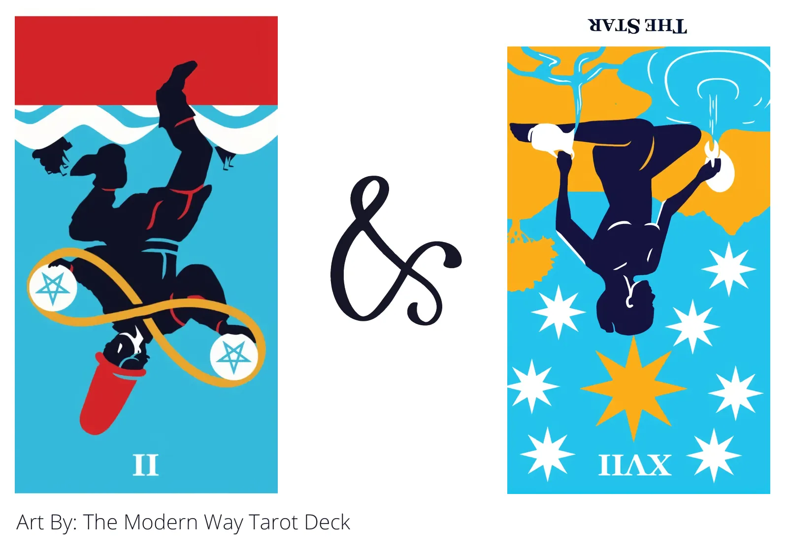 two of pentacles reversed and the star reversed tarot cards together