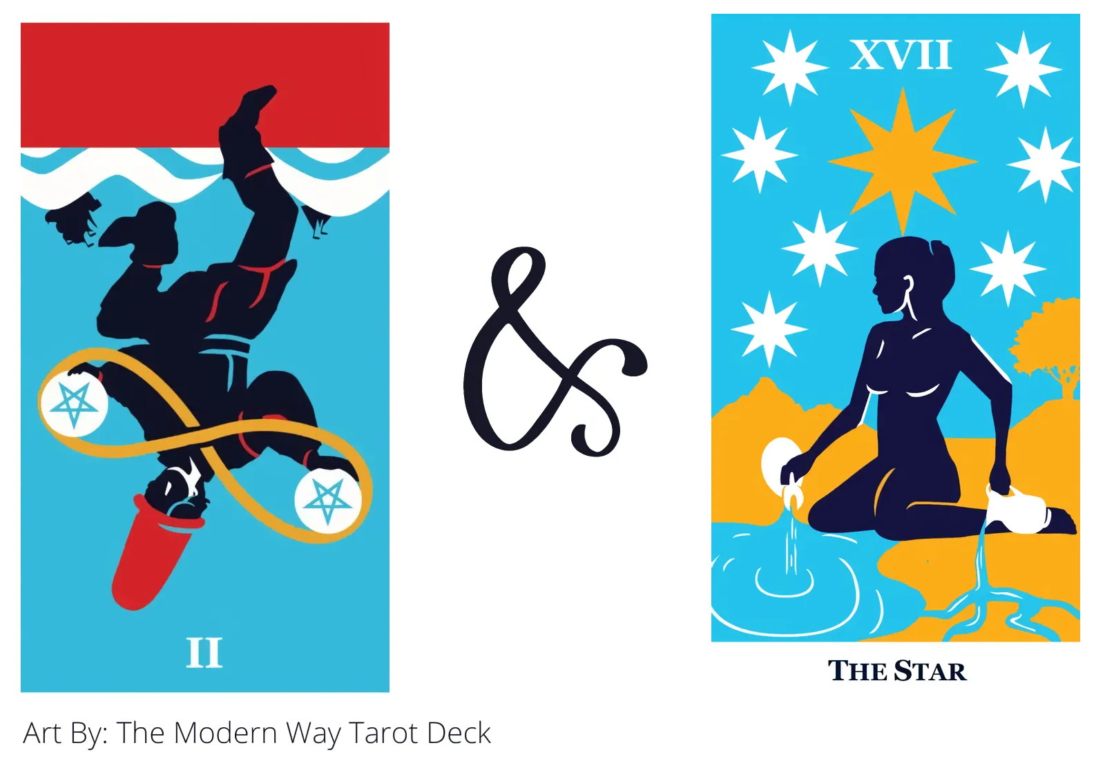 two of pentacles reversed and the star tarot cards together