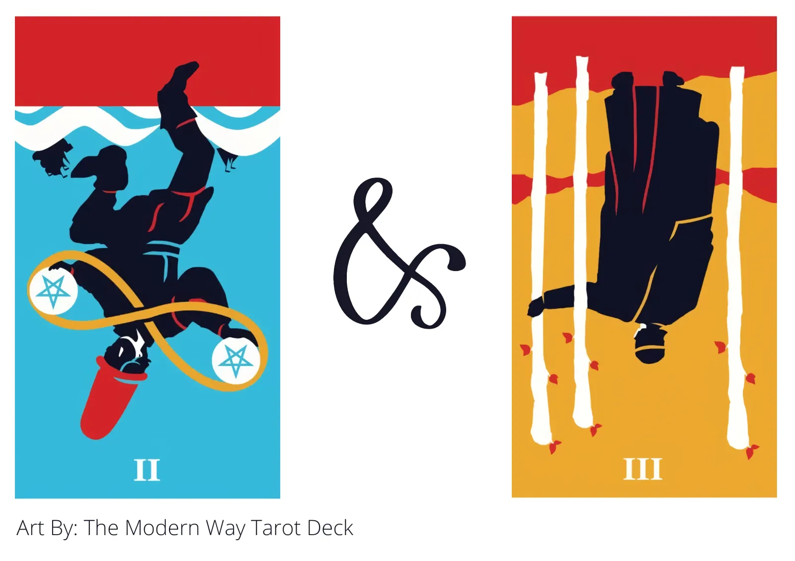 two of pentacles reversed and three of wands reversed tarot cards together