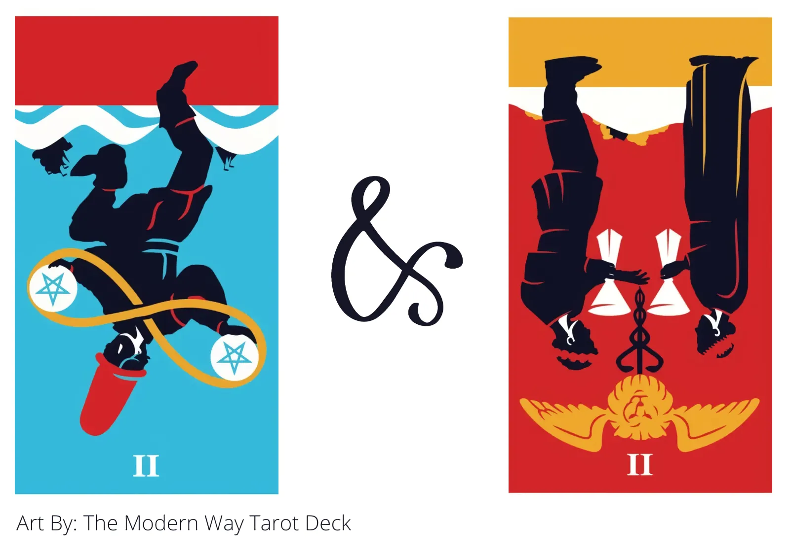 two of pentacles reversed and two of cups reversed tarot cards together
