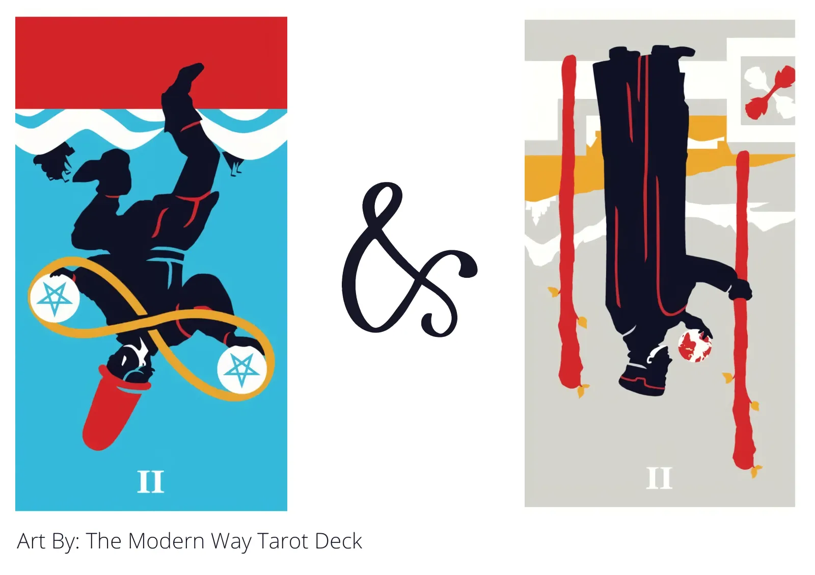 two of pentacles reversed and two of wands reversed tarot cards together