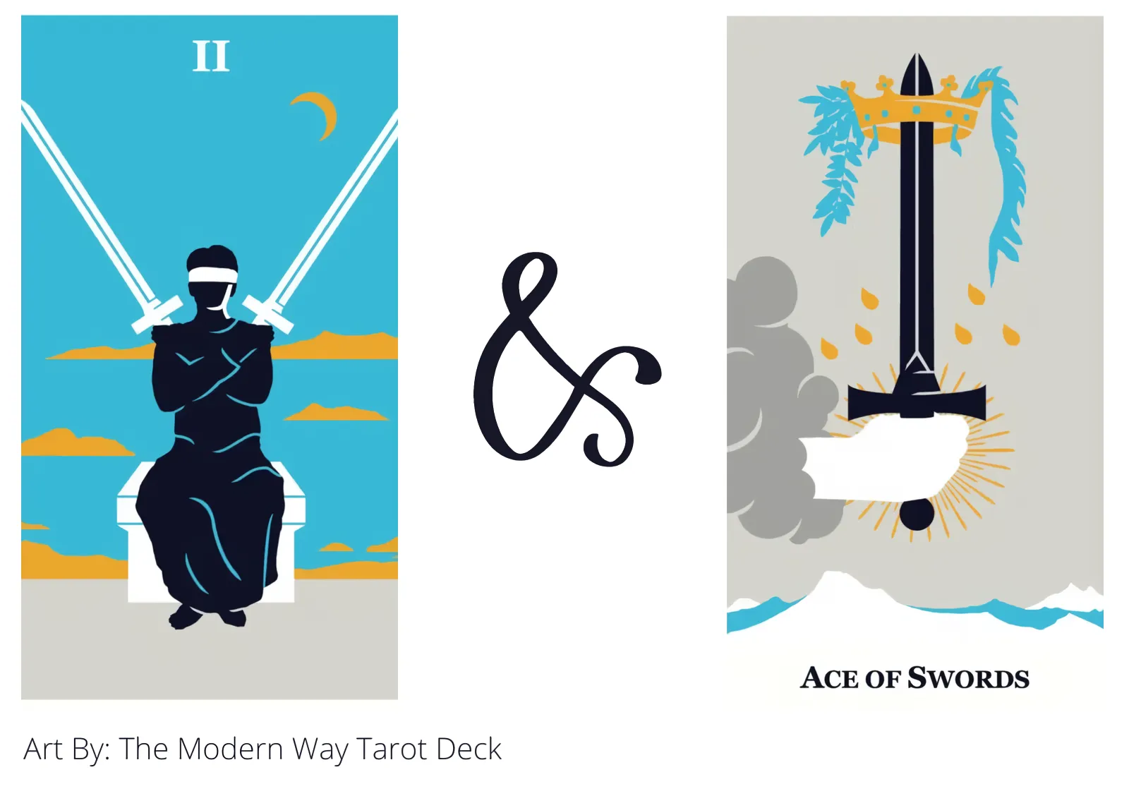 two of swords and ace of swords tarot cards together