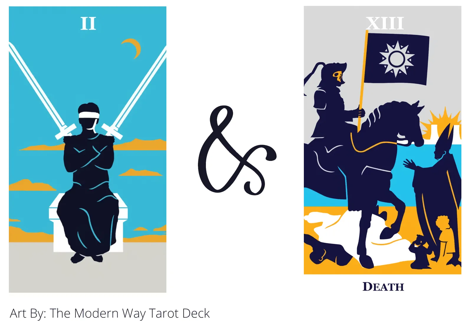 two of swords and death tarot cards together